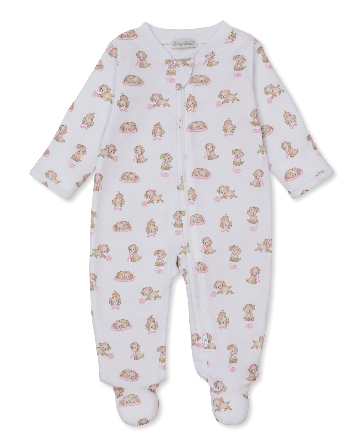 Puppy Play Pink Zip Footie - Kissy Kissy
