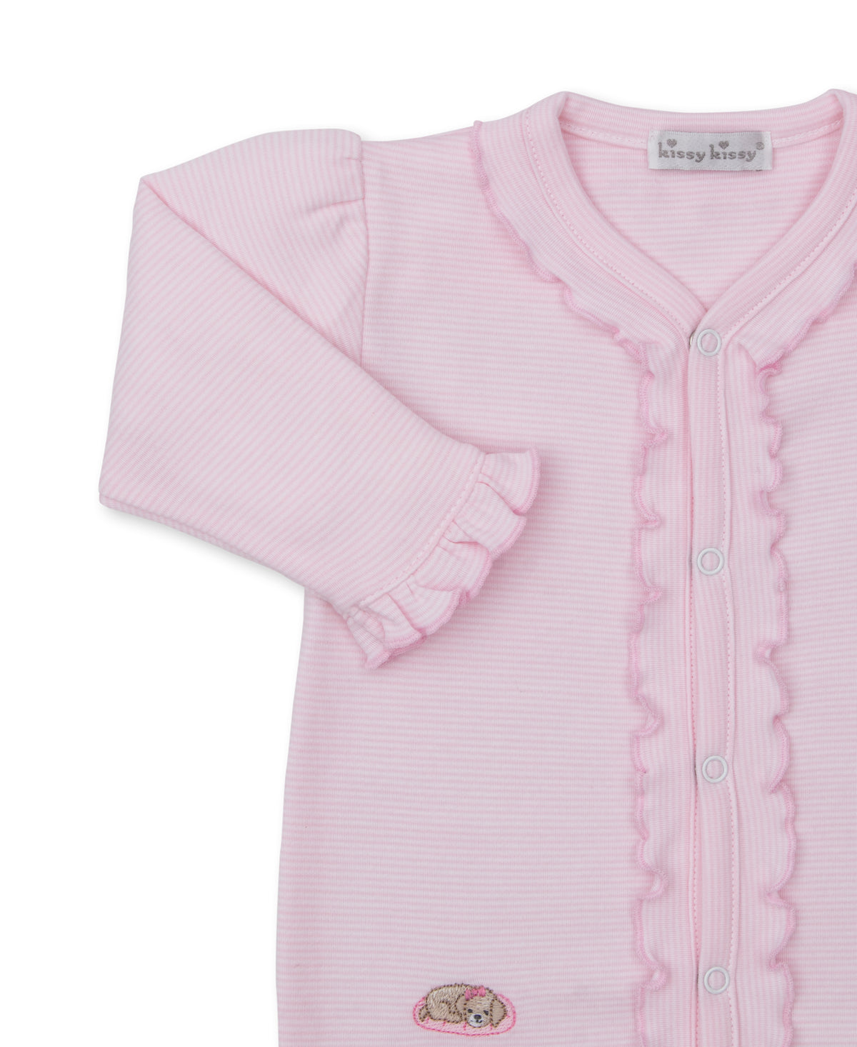 Puppy Play Pink Stripe Footie - Kissy Kissy