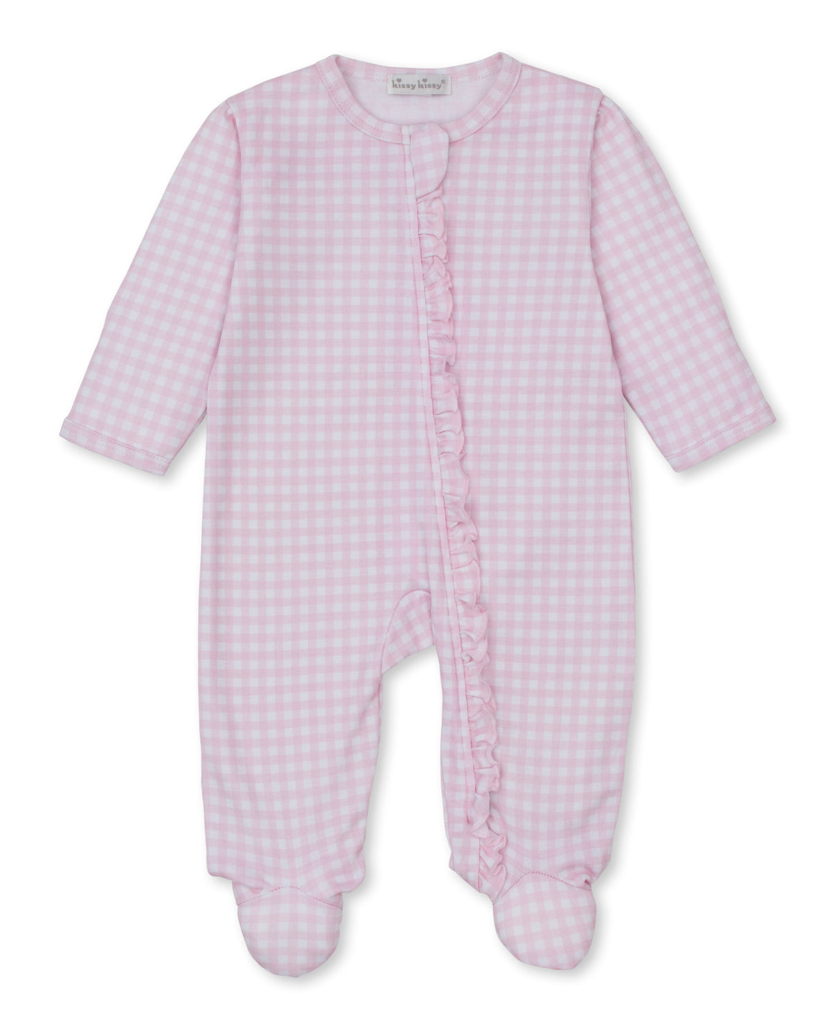 Gingham Traditions Pink Zip Footie - Kissy Kissy