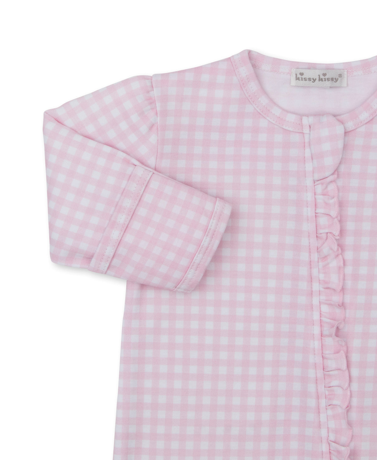 Gingham Traditions Pink Zip Footie - Kissy Kissy