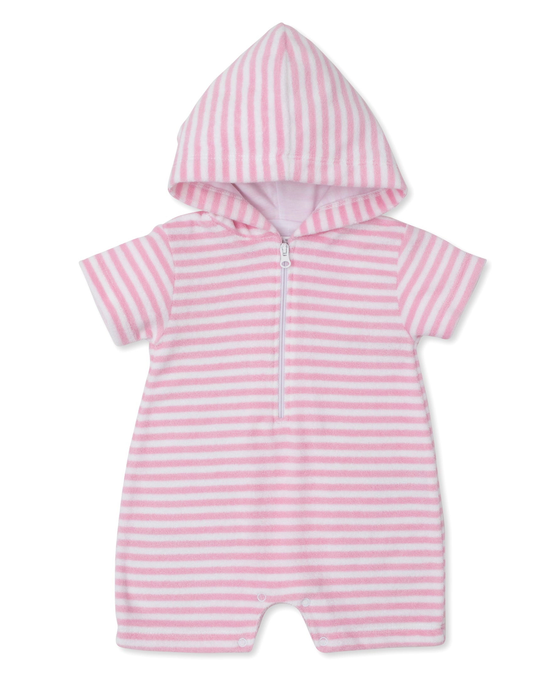 Cabana Terry Stripes Pink Terry Romper - Kissy Kissy