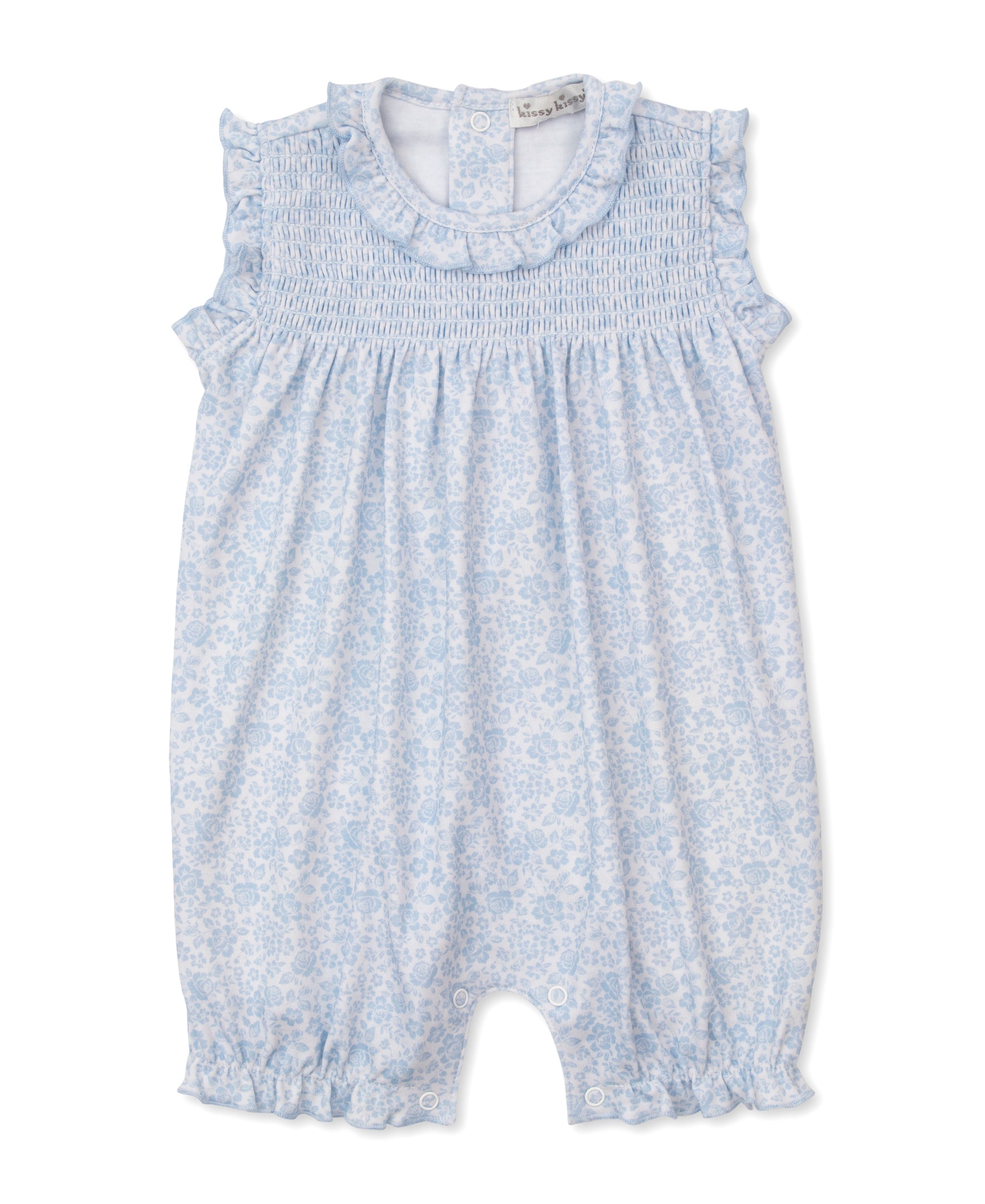 Country Gardens Blue Short Smocked Playsuit