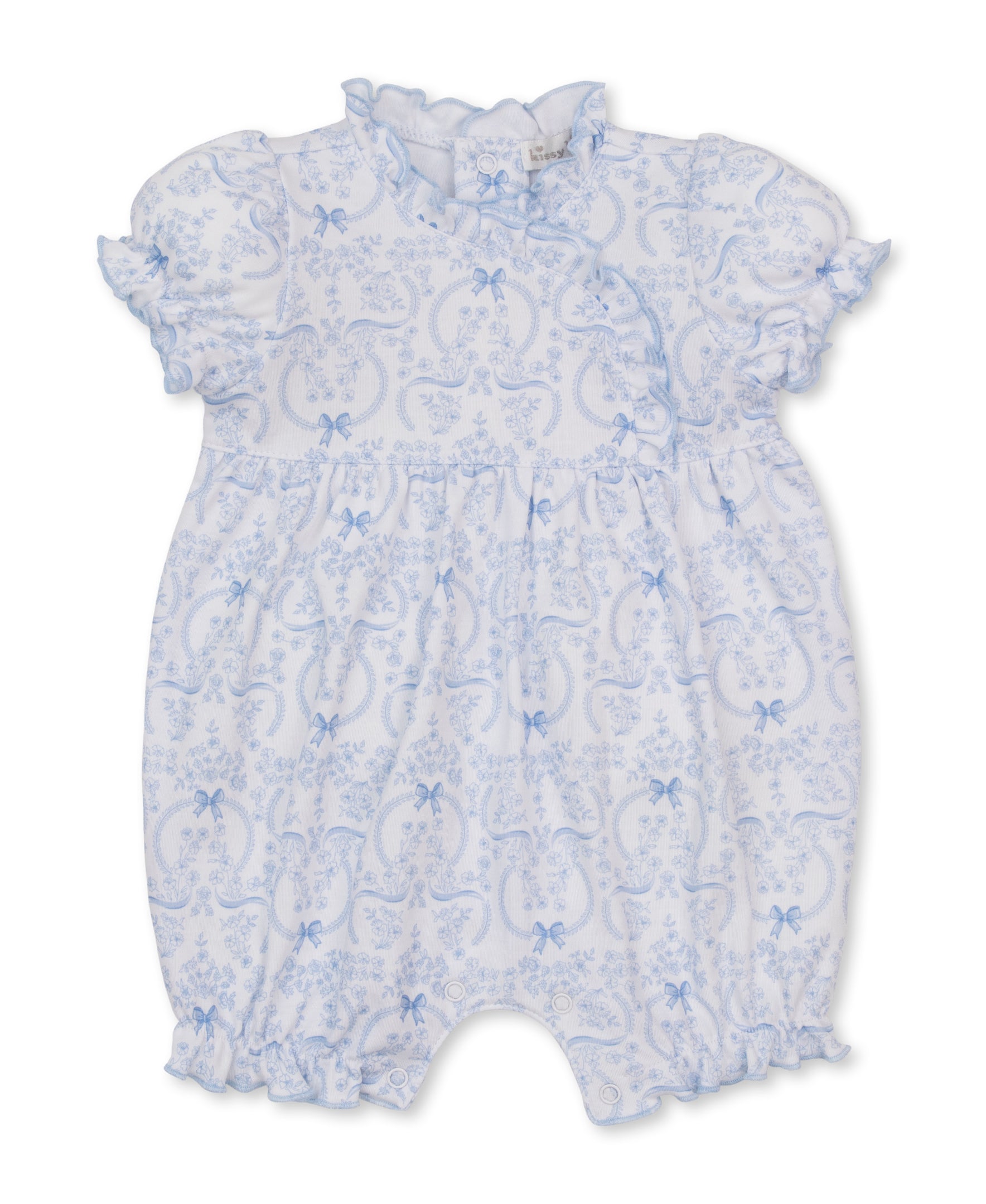 Delicate Blooming Bows Blue Short Playsuit - Kissy Kissy