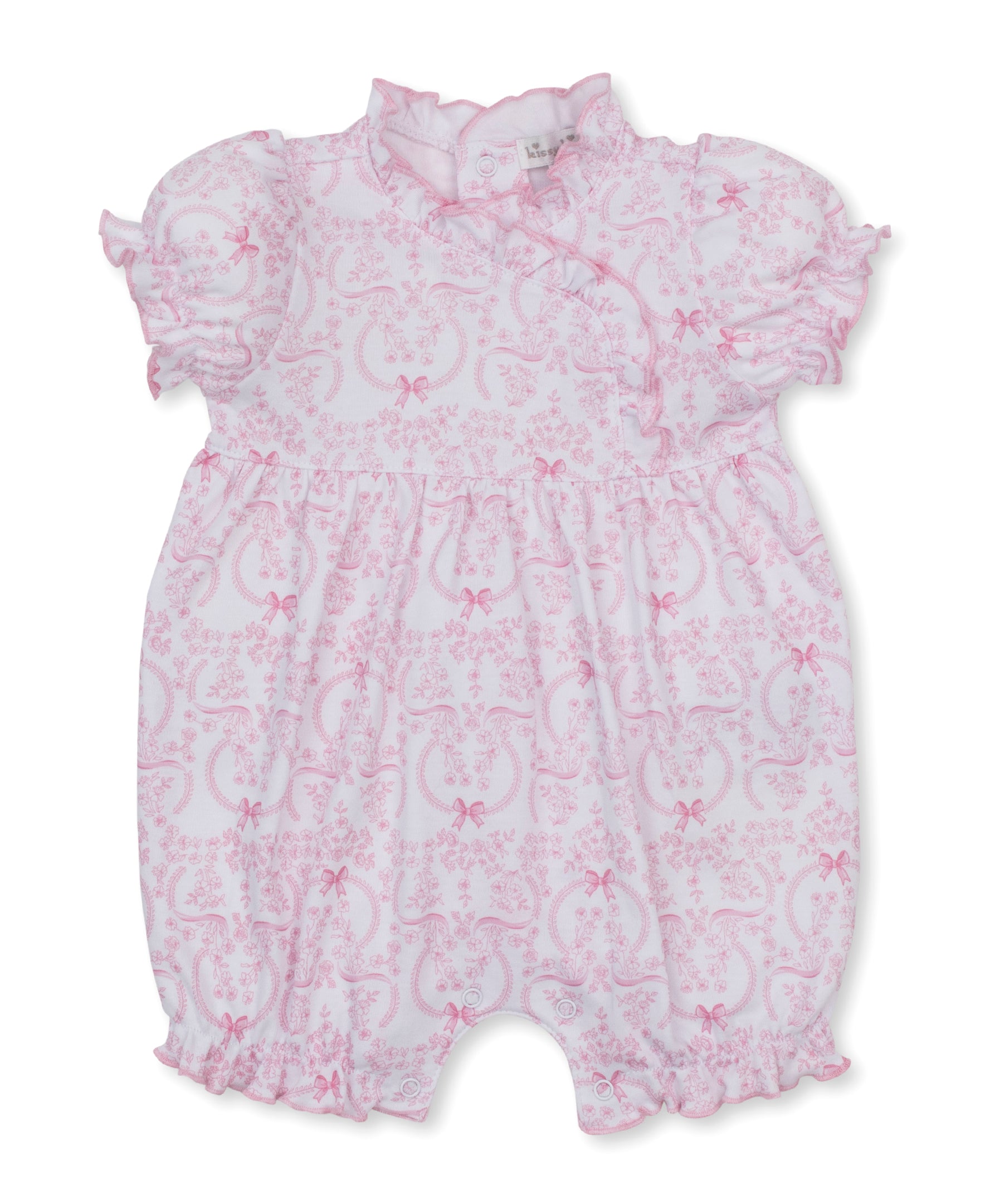 Delicate Blooming Bows Pink Short Playsuit - Kissy Kissy