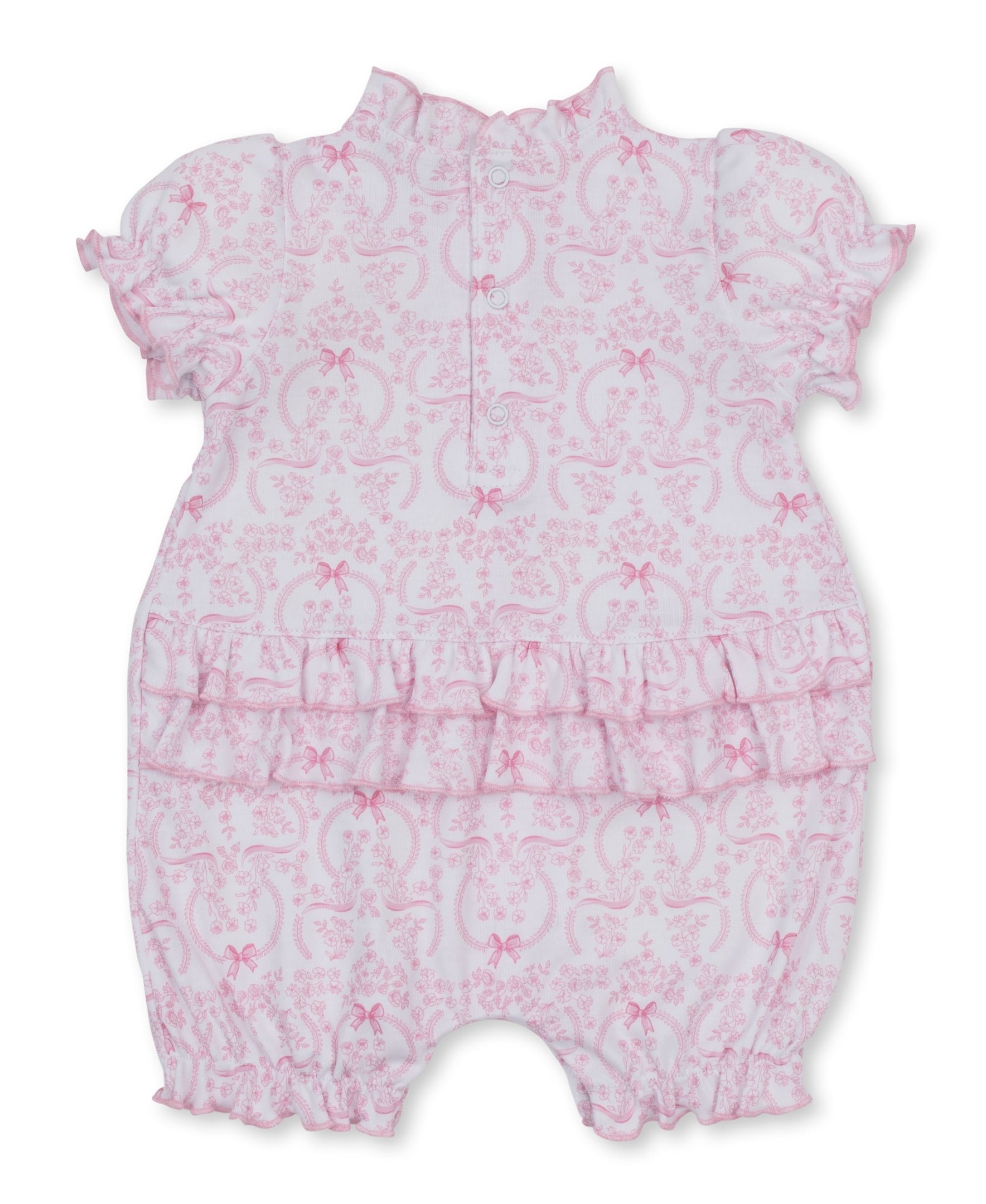 Delicate Blooming Bows Pink Short Playsuit - Kissy Kissy