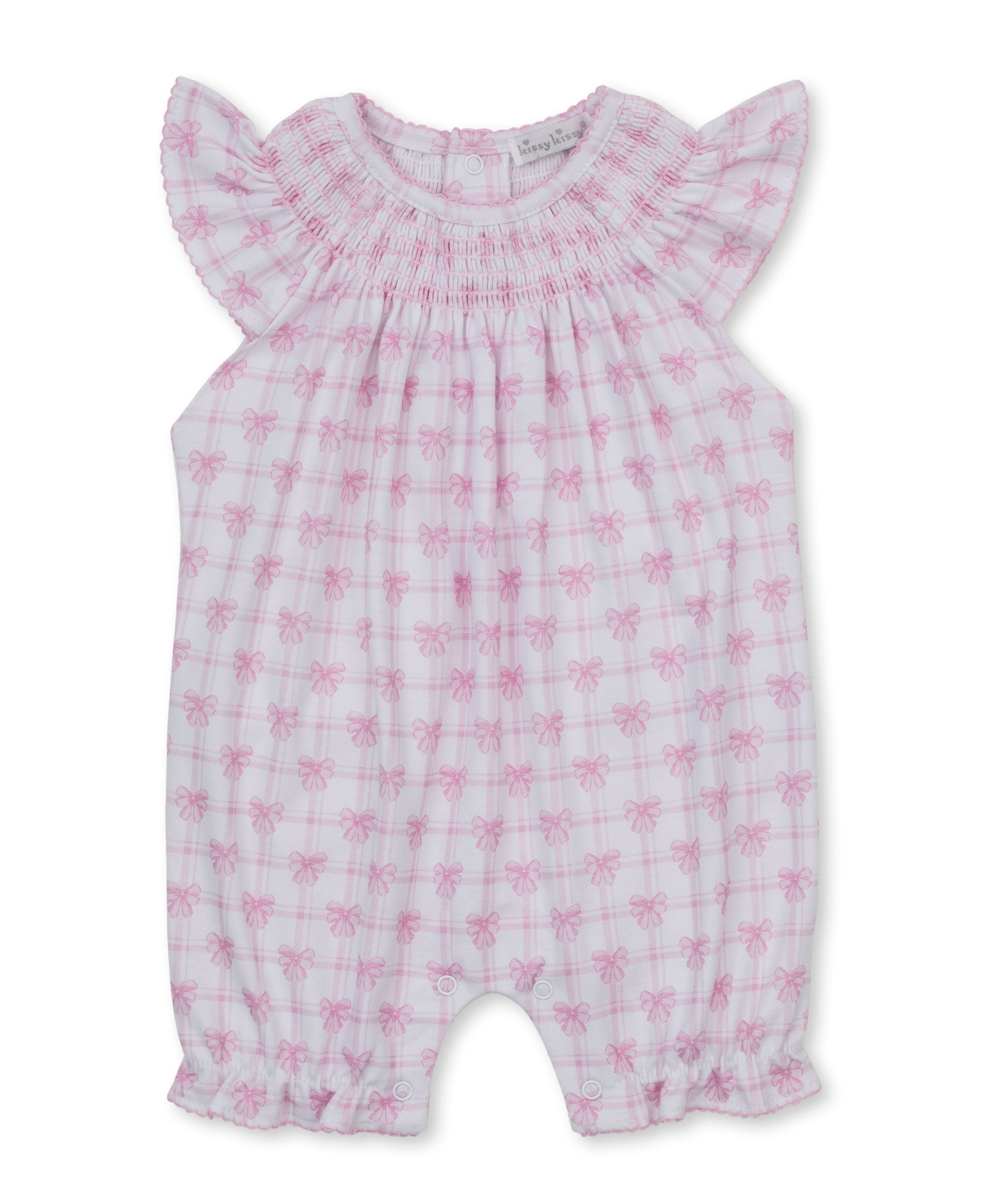 Windowpane Bows Pink Short Sleeveless Playsuit