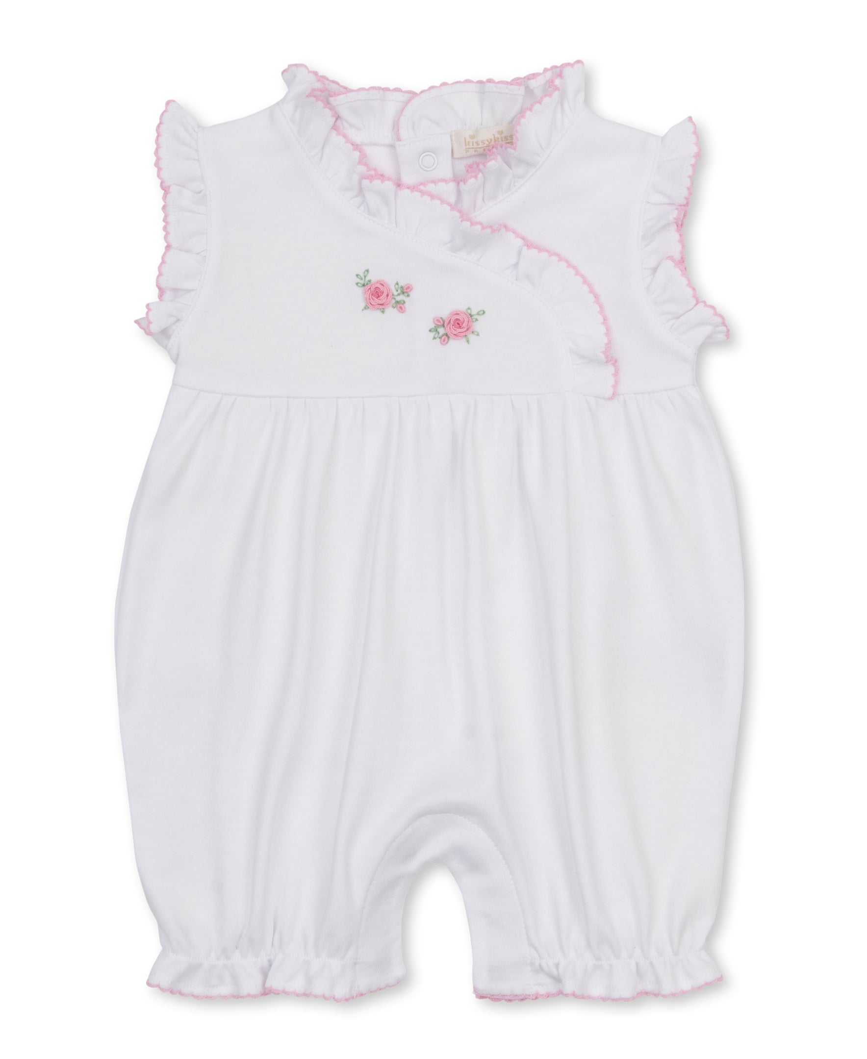 SCE Cottage Roses White Hand Emb. Short Playsuit - Kissy Kissy