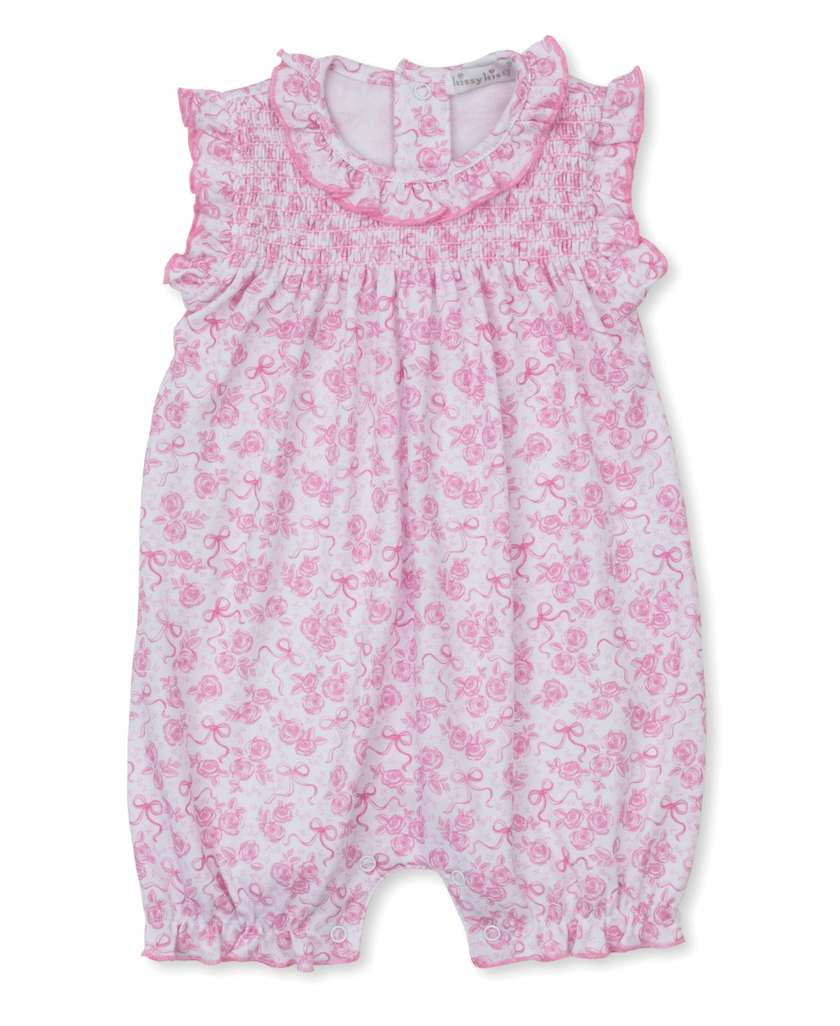 Roses & Bows Pink Short Sleeveless Playsuit - Kissy Kissy
