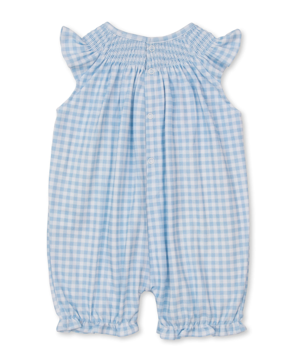 Gingham Traditions Blue Smocked Short Sleeveless Playsuit - Kissy Kissy