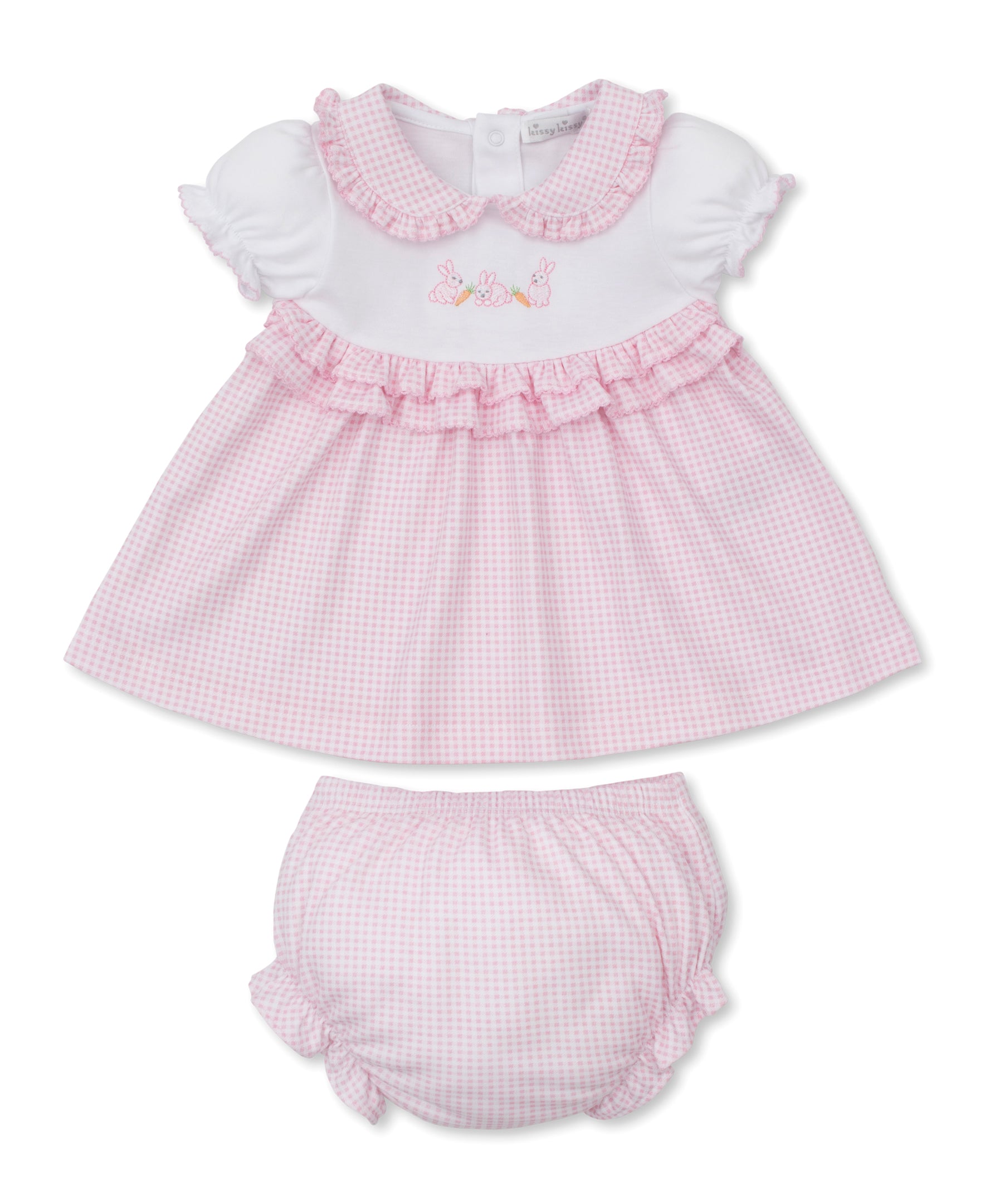 Baby Bunny Patch Pink Gingham Dress Set - Kissy Kissy