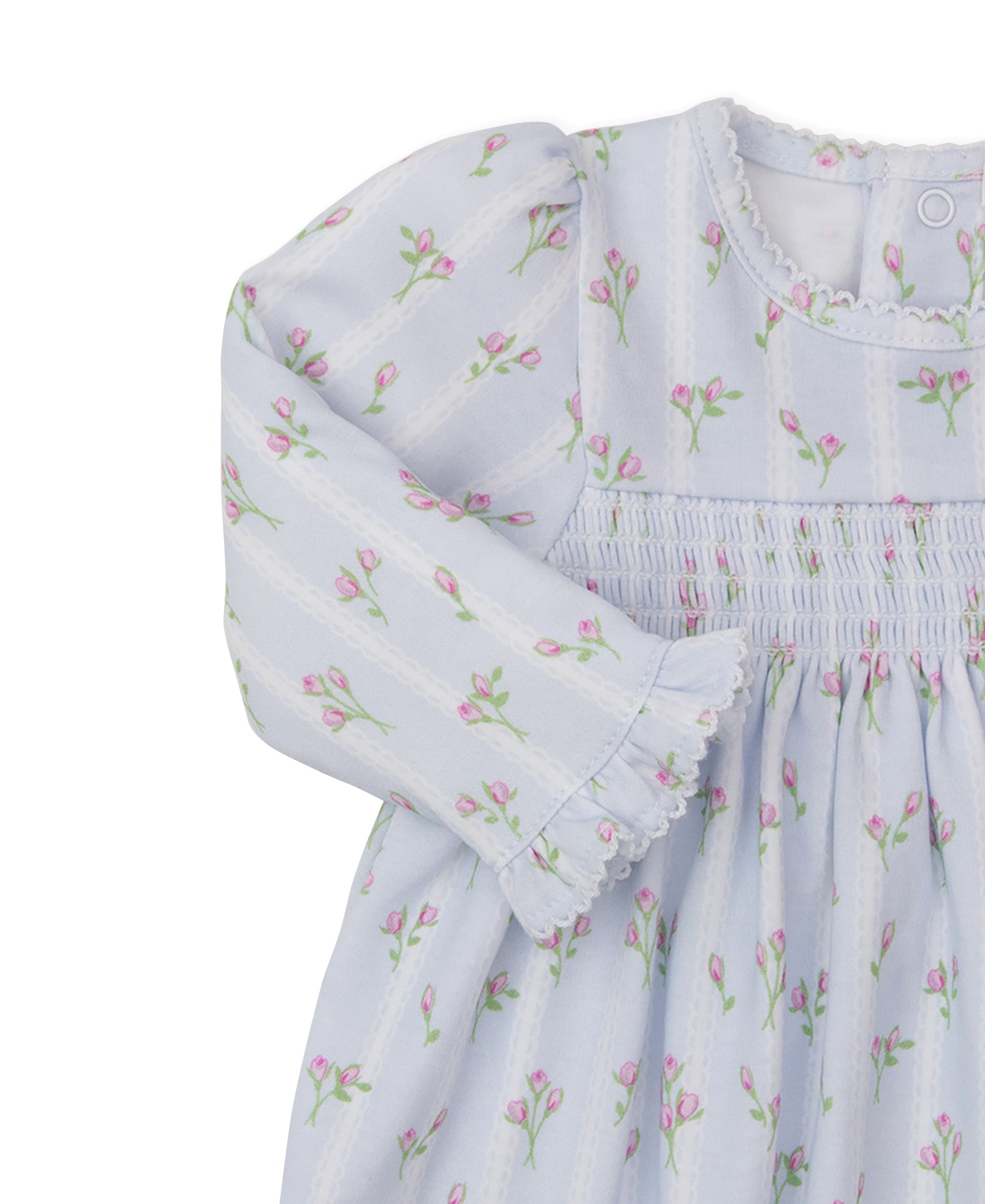 Ribbon Stripe Bouquets Blue Smocked Dress Set - Kissy Kissy