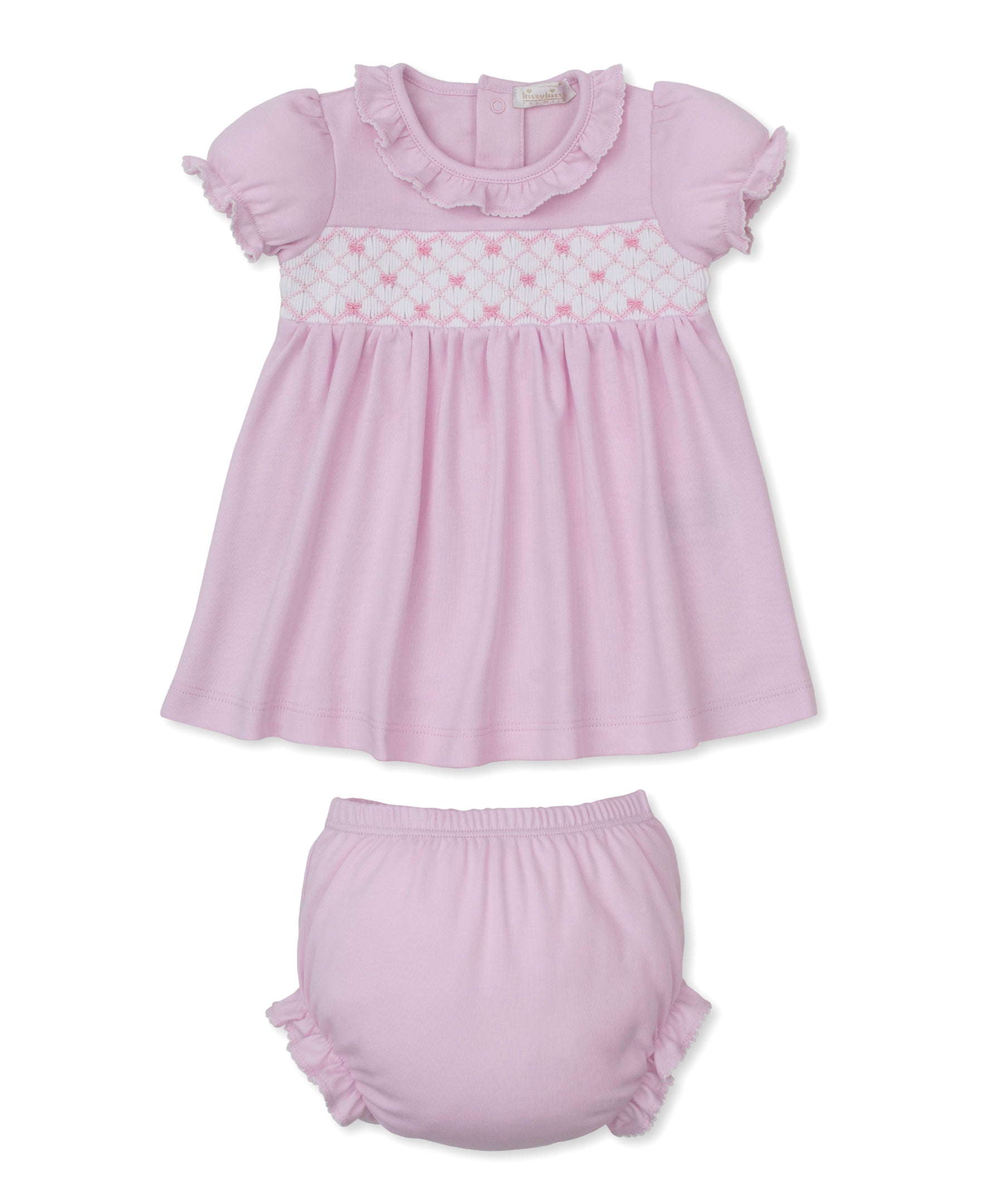 CLB Summer Bows 26 Pink Hand Smocked Dress Set - Kissy Kissy