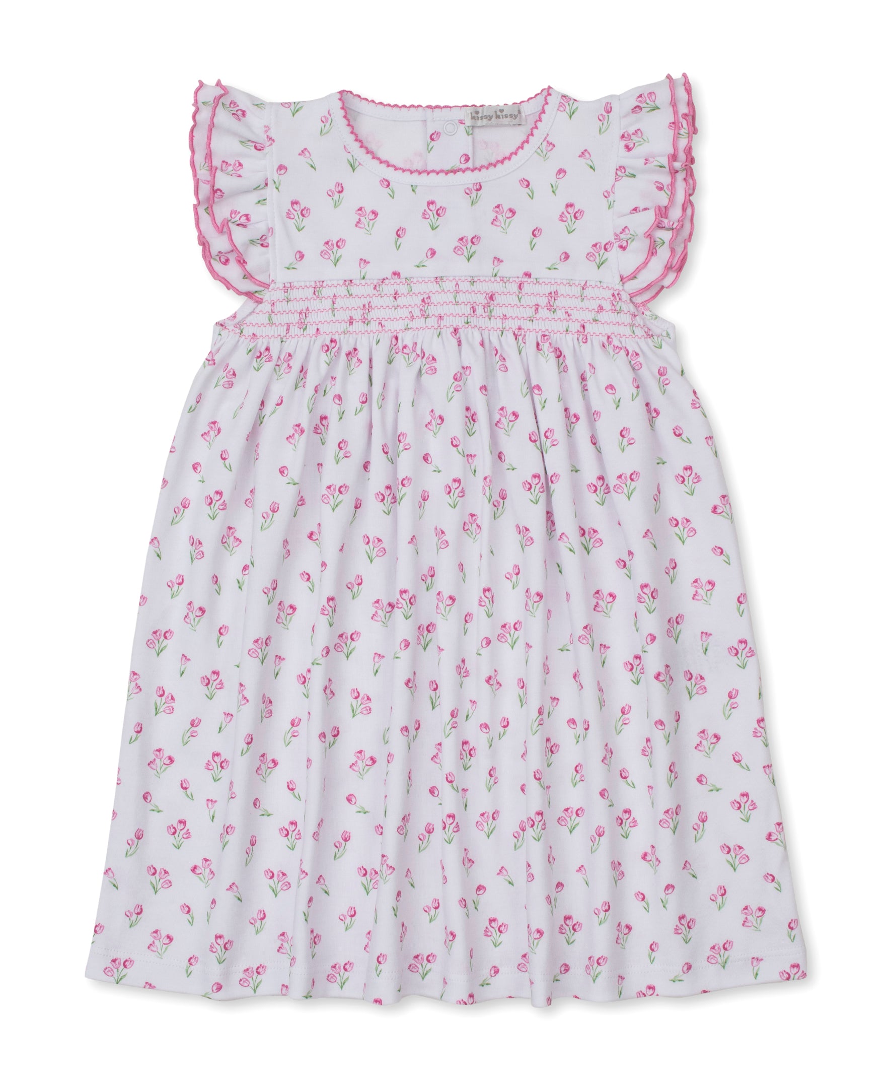 Timeless Tulips White Smocked Toddler Dress