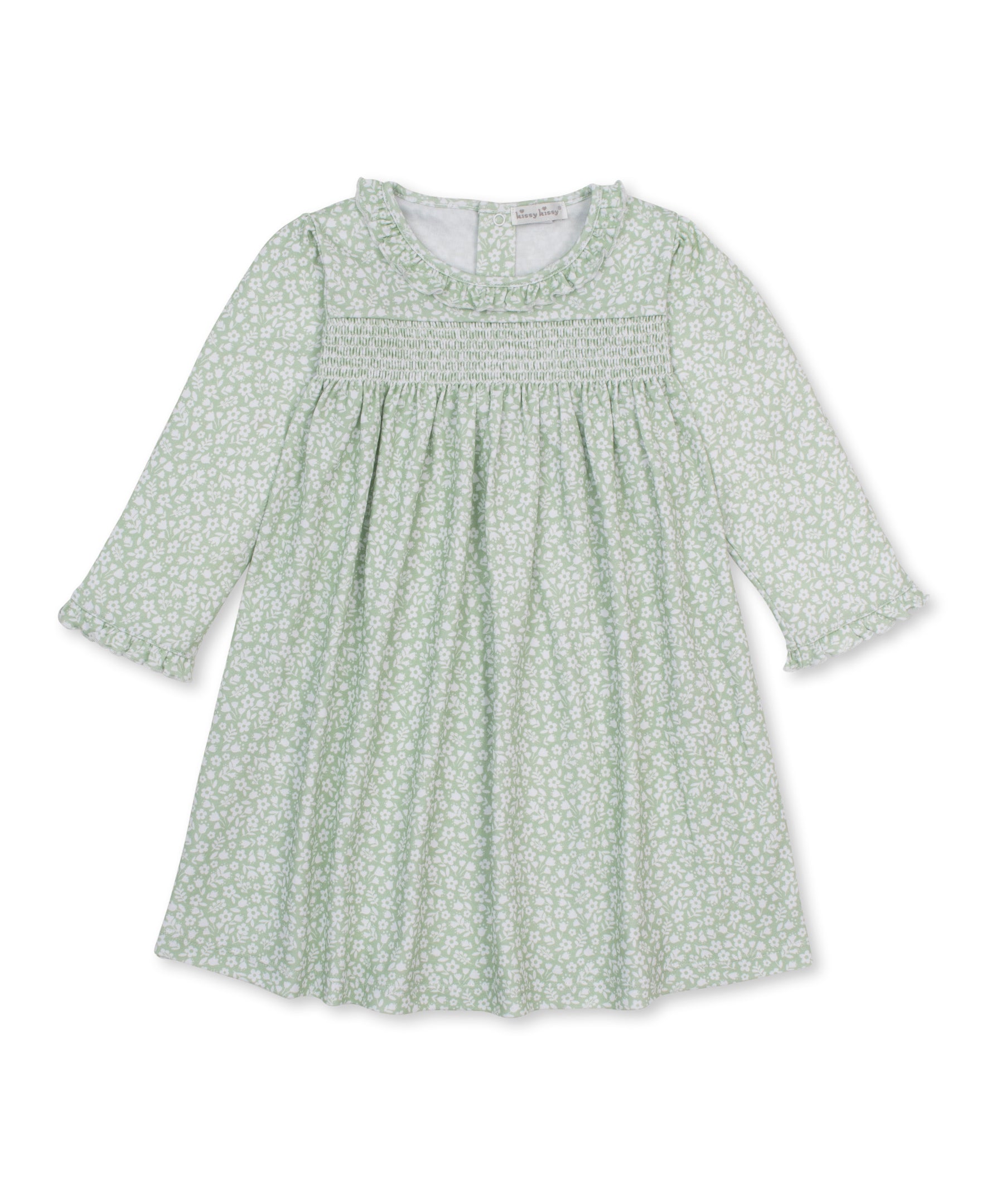 Autumn Meadows Green Smocked Toddler Dress