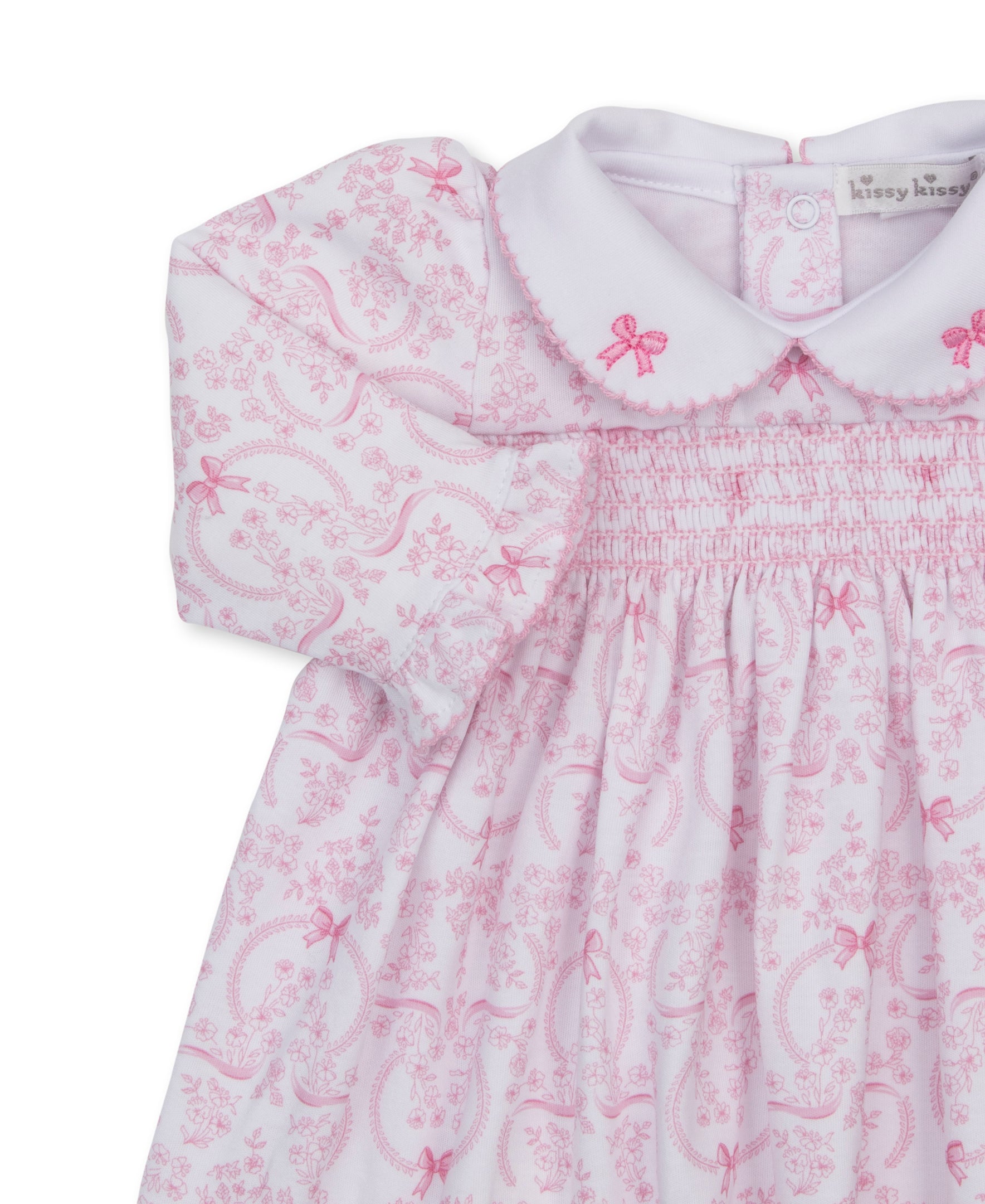 Delicate Blooming Bows Pink Smocked Dress Set - Kissy Kissy