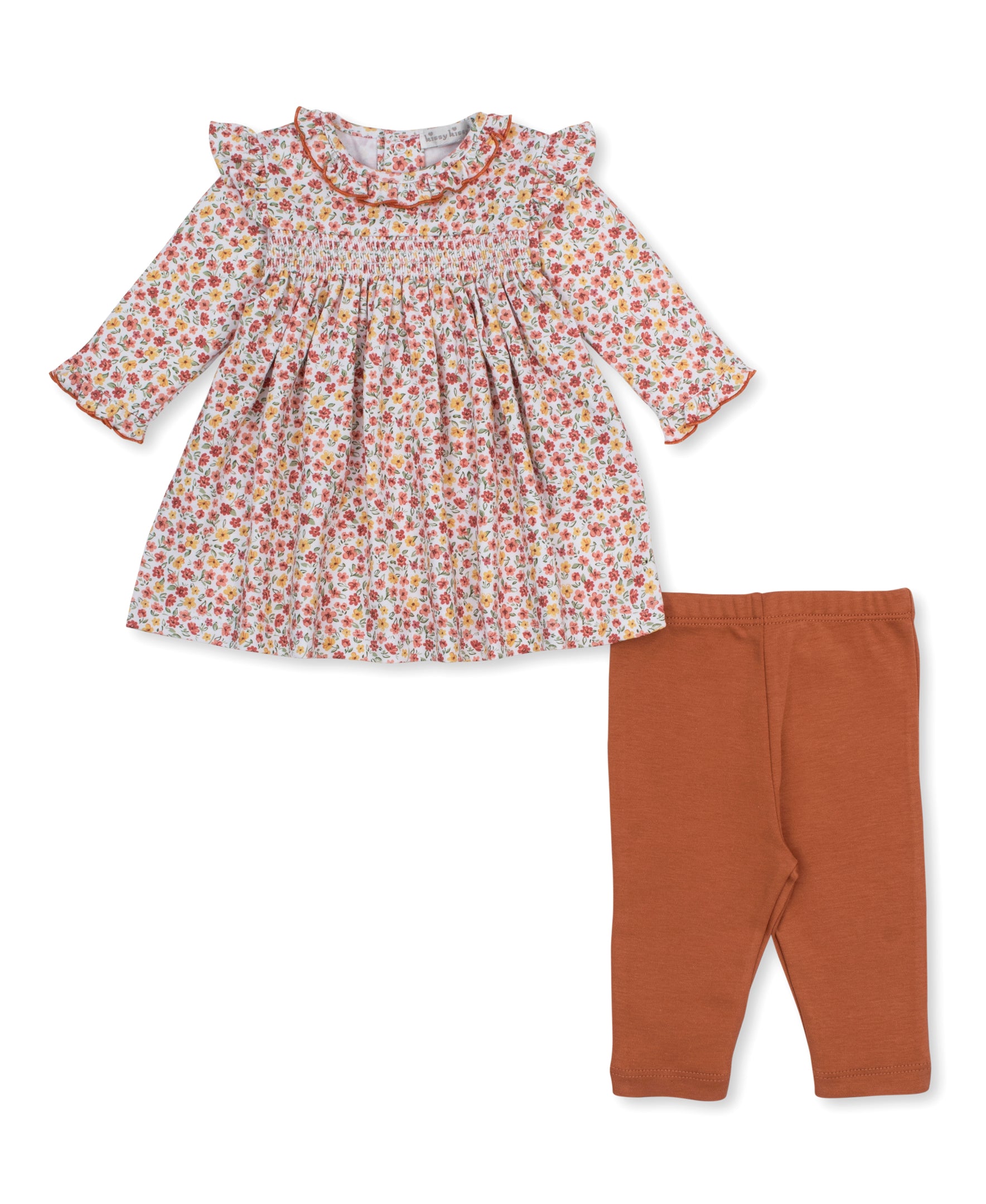 Fall Floral Garden Floral Smocked Legging Dress Set