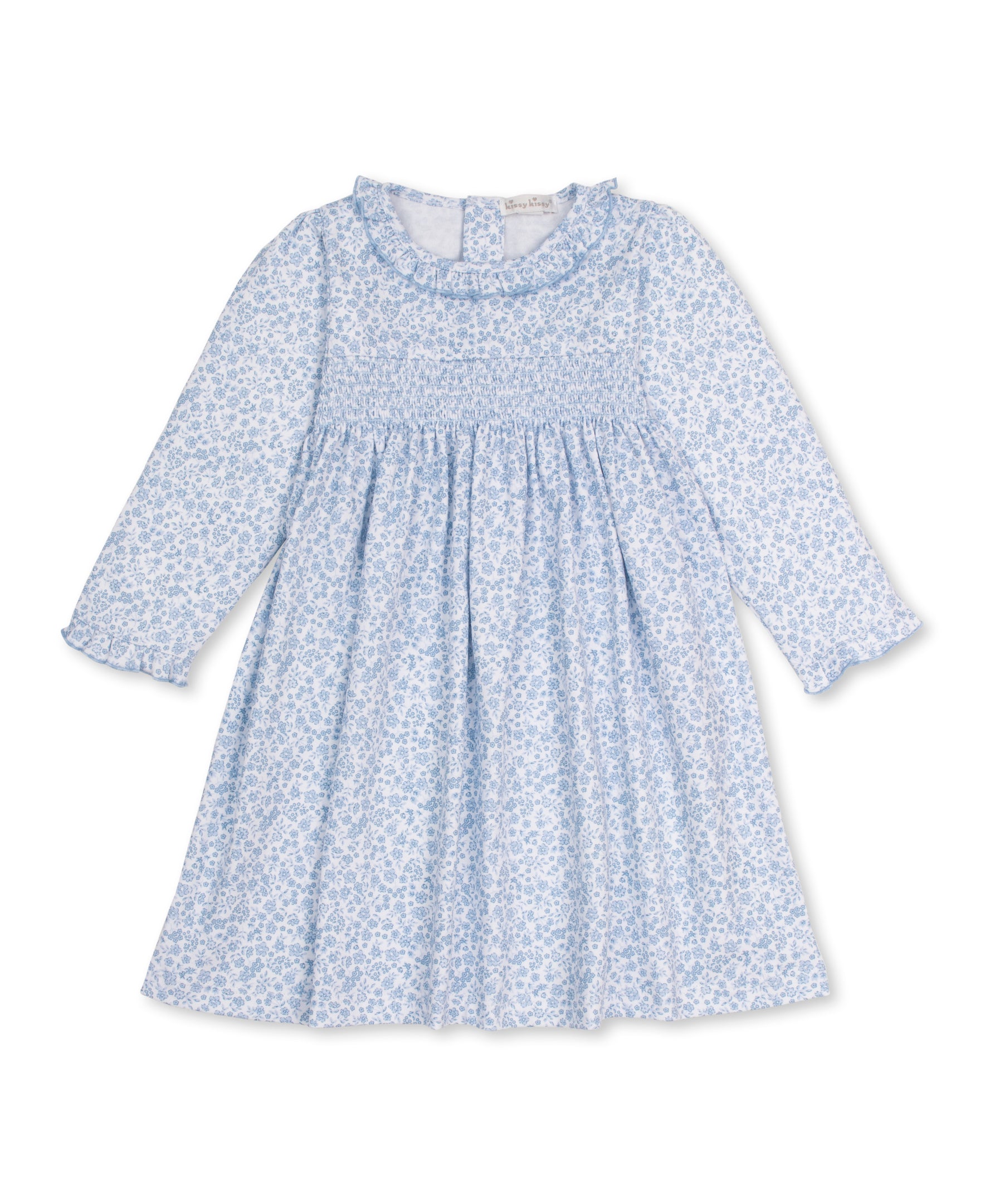 Fall Blooms Blue Smocked Toddler Dress - Kissy Kissy