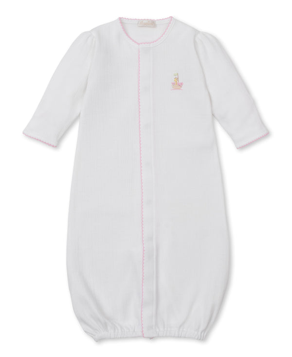 Premier Noah's Ark White/Pink Hand Emb. Conv. Gown - Kissy Kissy