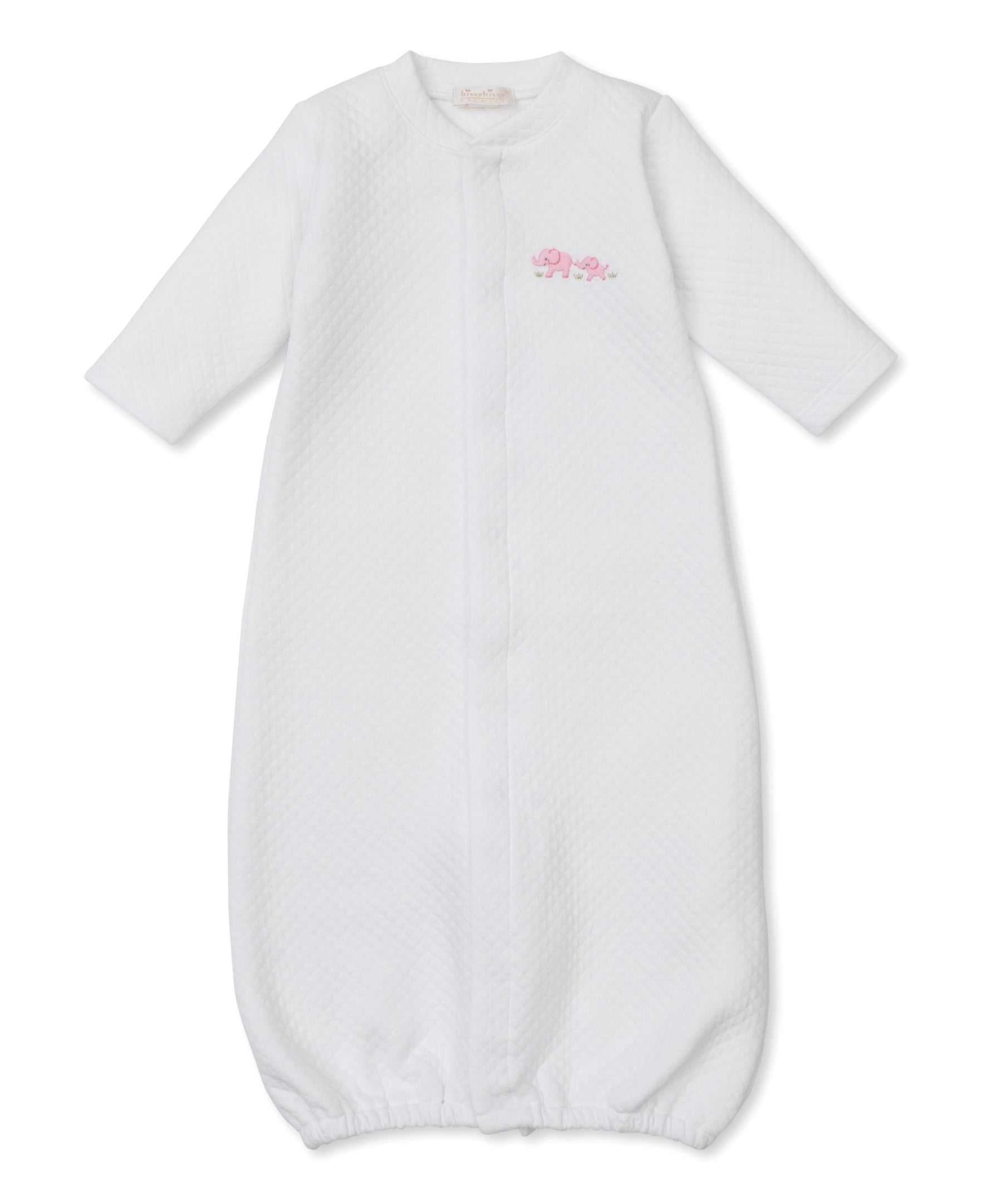 Premier Elephant Esprit White/Pink Hand Emb. Jacquard Conv. Gown - Kissy Kissy