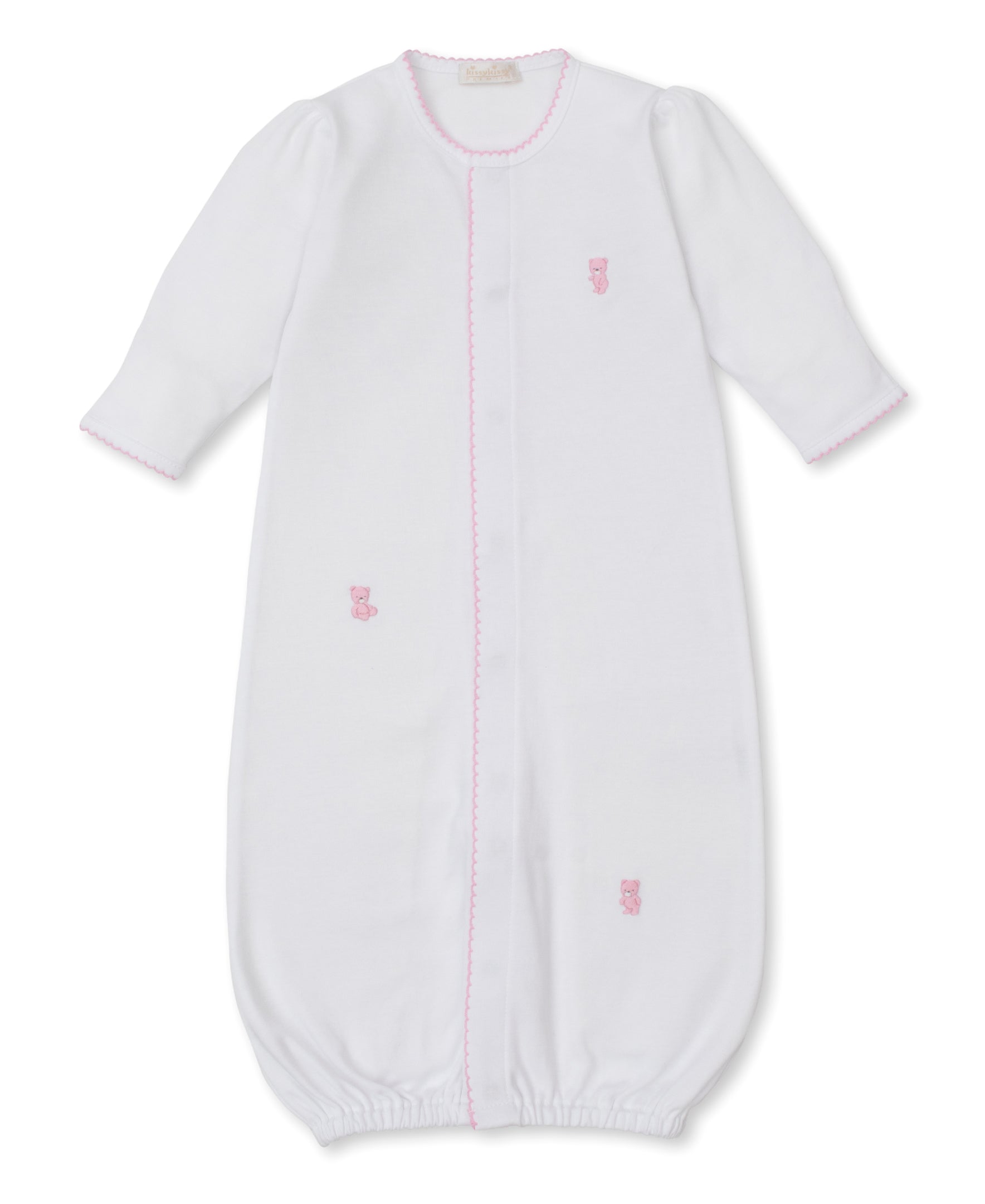 SCE Teddy Bear Time White/Pink Hand Emb. Conv. Gown - Kissy Kissy