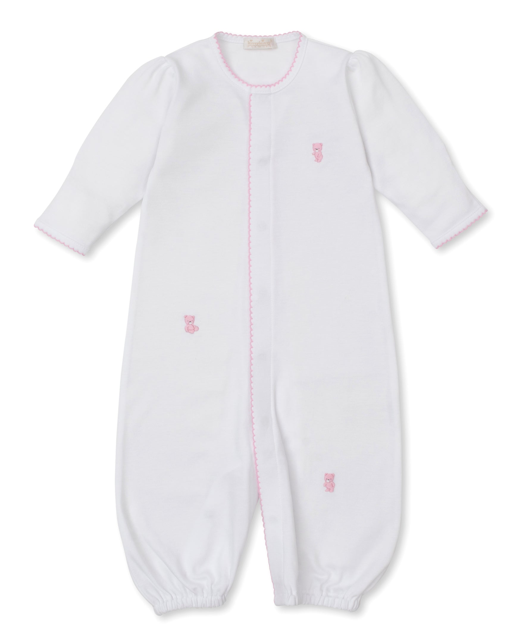 SCE Teddy Bear Time White/Pink Hand Emb. Conv. Gown - Kissy Kissy