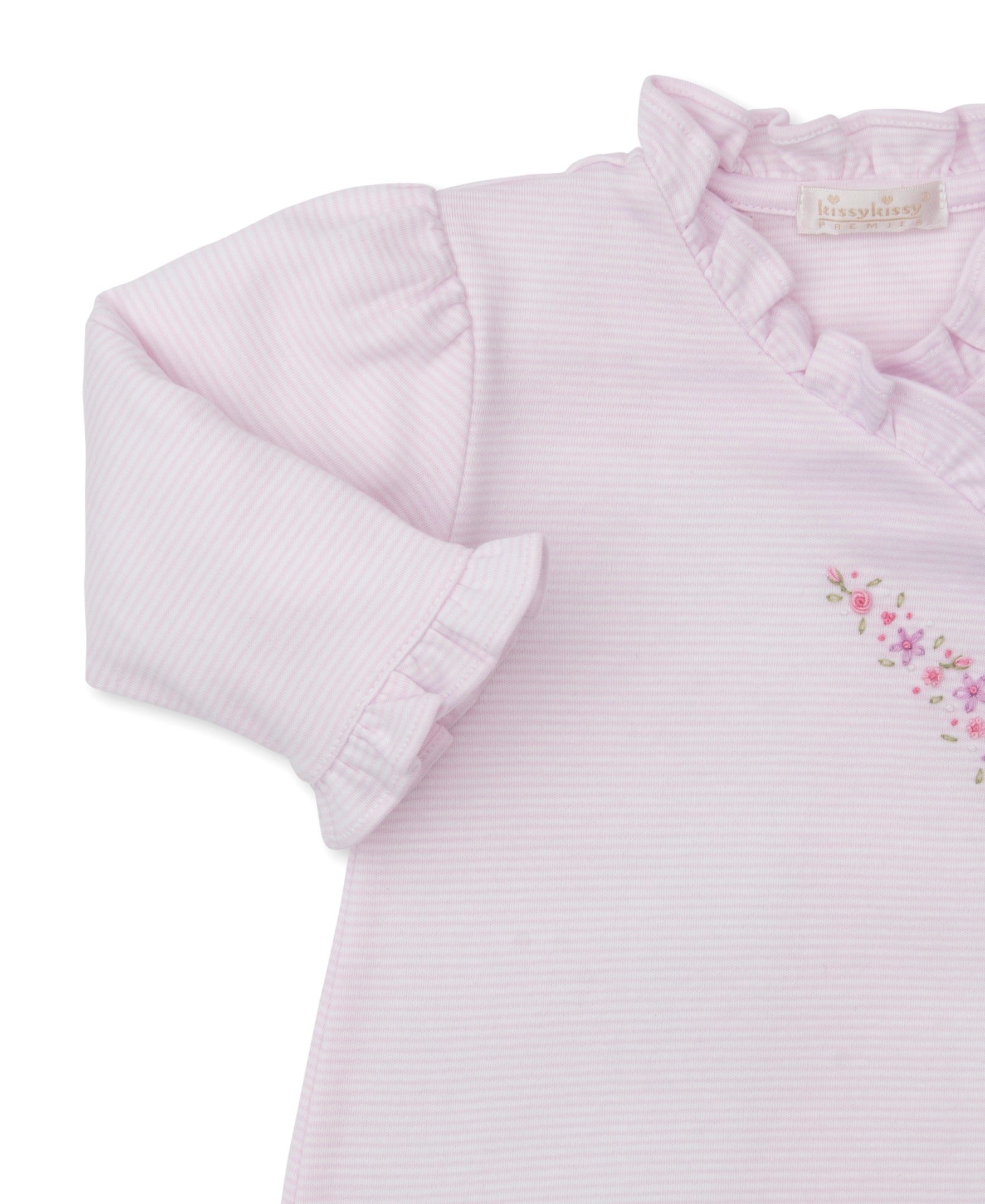 CLB Fall Medley 25 Pink Stripe Hand Emb. Sack Gown - Kissy Kissy