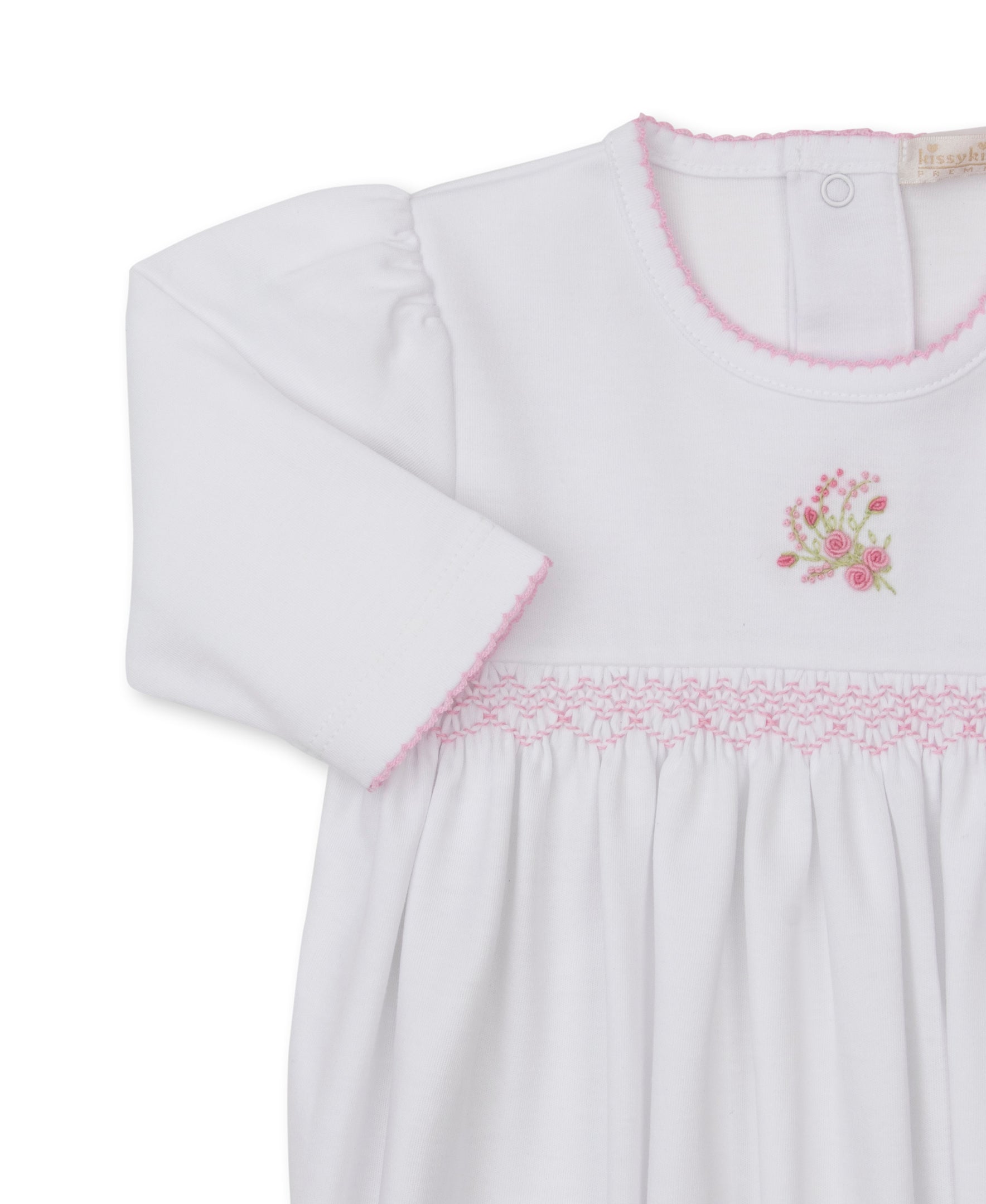 SCE Victorian Roses White/Pink Hand Emb. Sack - Kissy Kissy