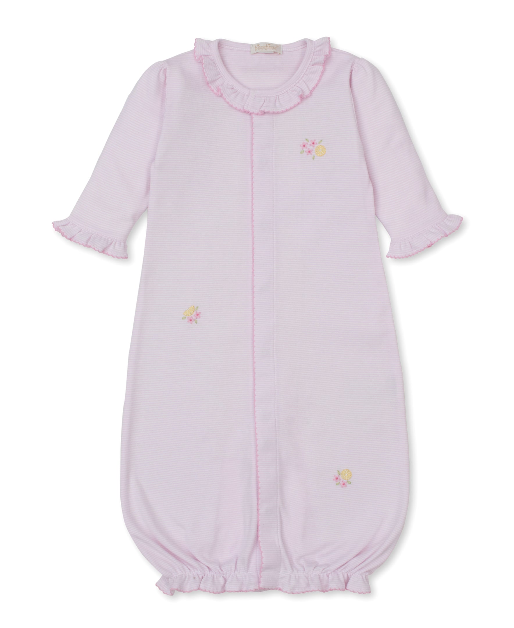 SCE Lemon Blossoms Pink Hand Emb. Stripe Conv. Gown