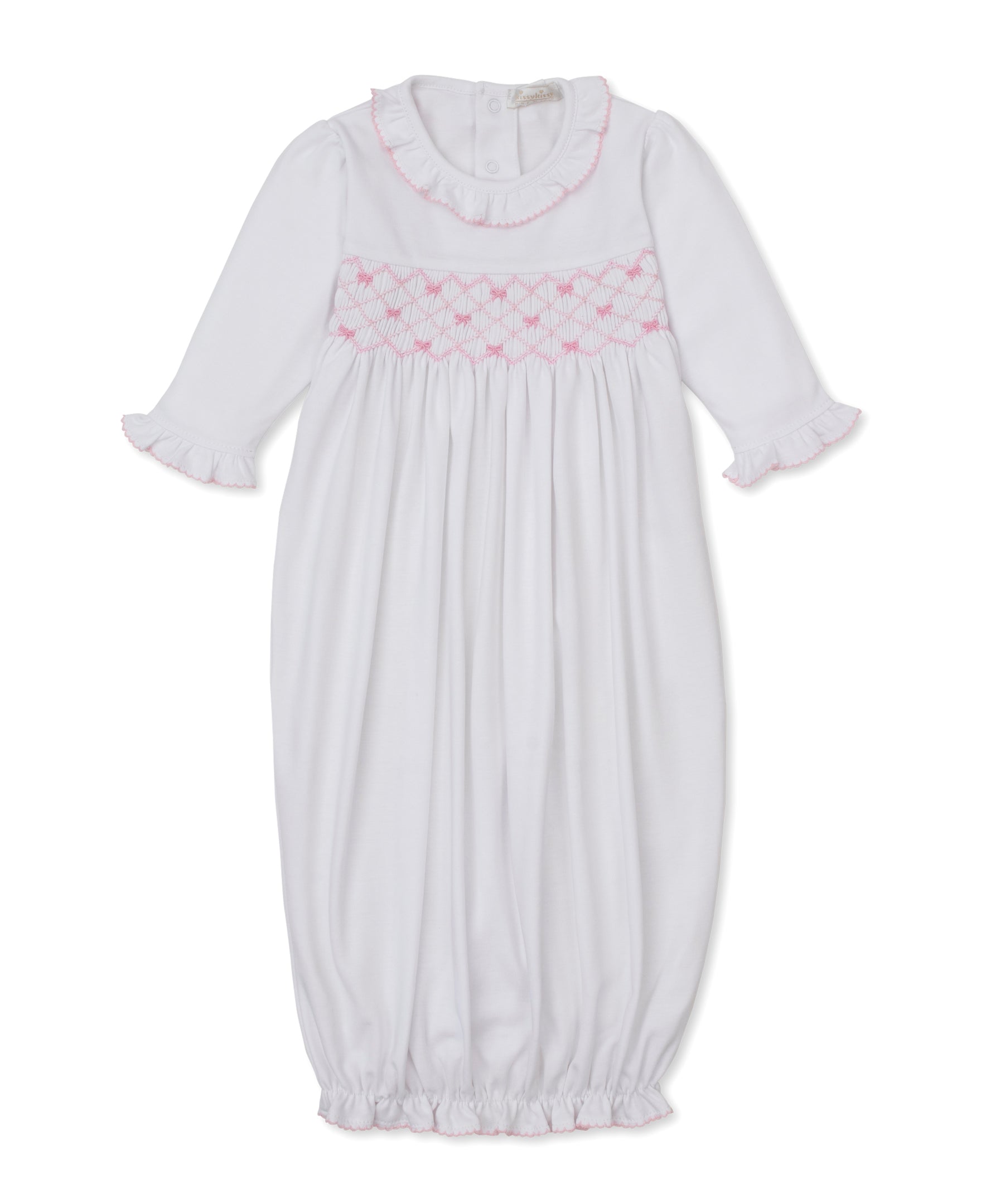 CLB Summer Bows 26 White/Pink Hand Smocked Sack - Kissy Kissy