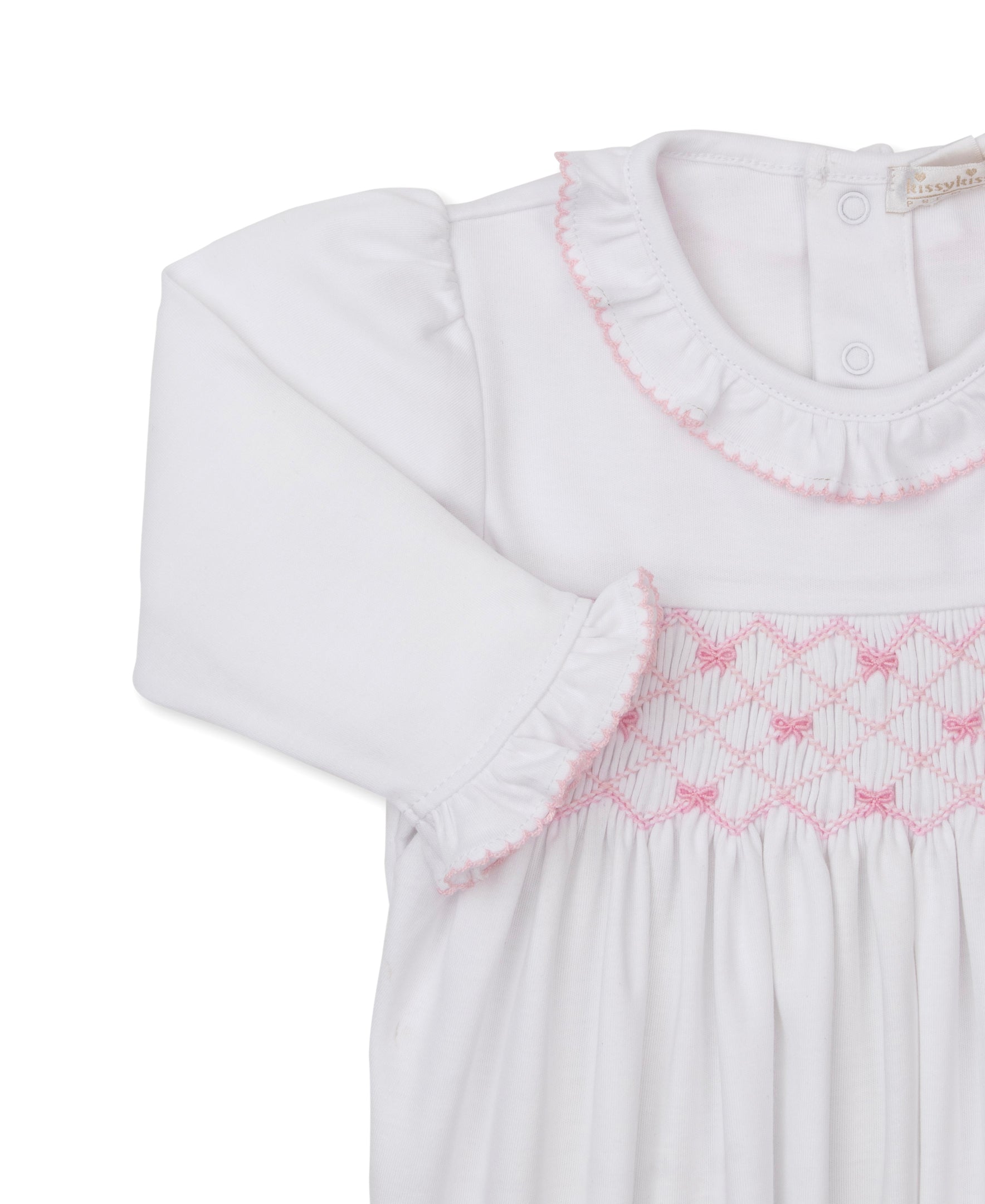 CLB Summer Bows 26 White/Pink Hand Smocked Sack - Kissy Kissy