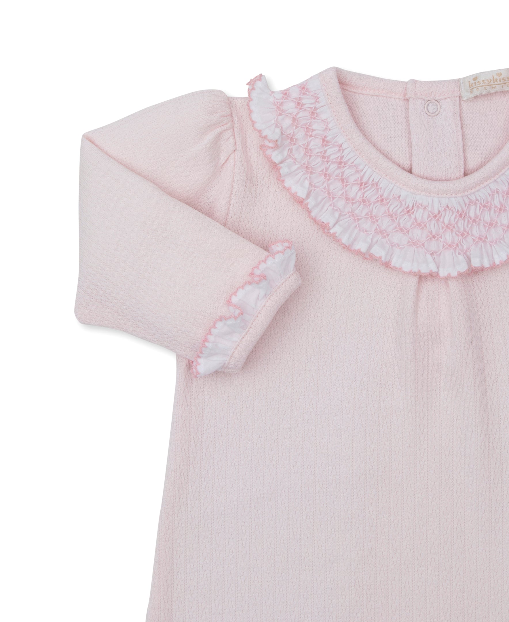 CLB Smocked Ruffle Pink Sack - Kissy Kissy