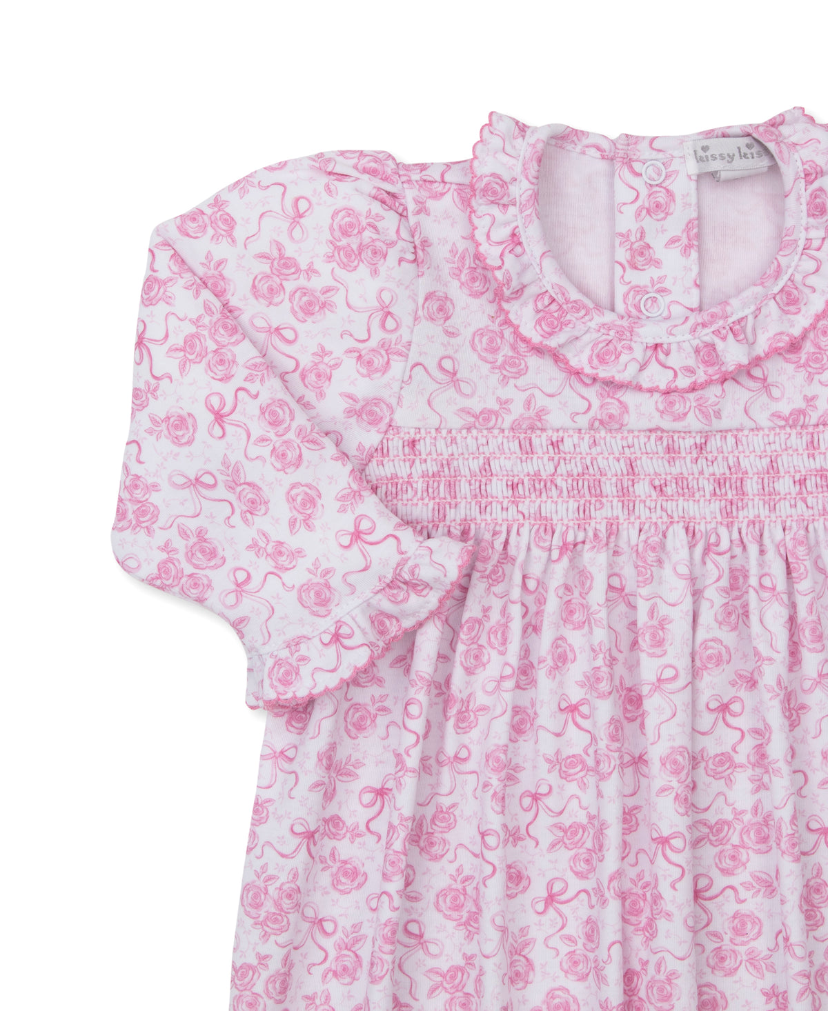 Roses & Bows Pink Smocked Sack - Kissy Kissy