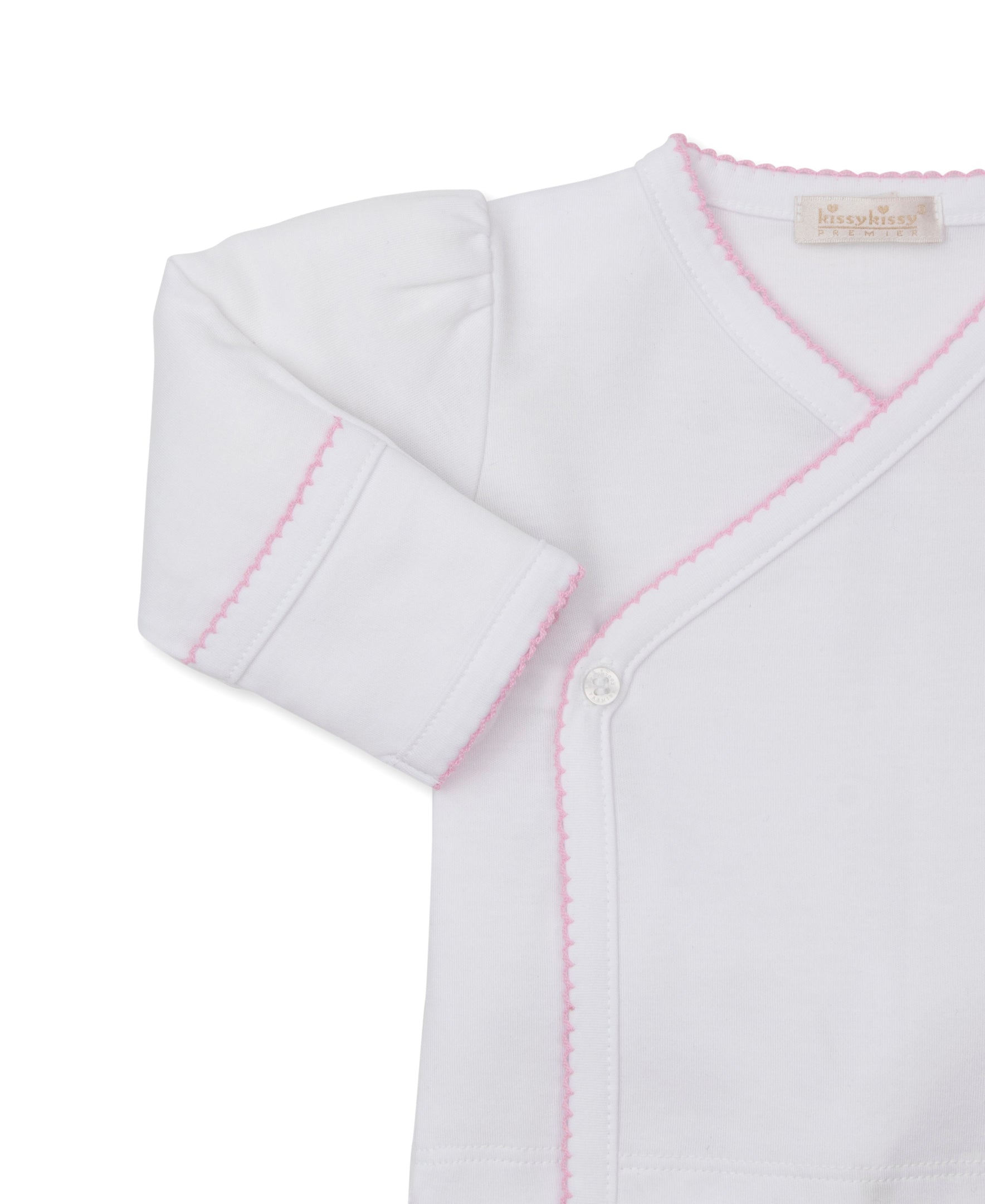 Premier Sweet Sheep White/Pink Hand Emb Footed Pant Set - Kissy Kissy