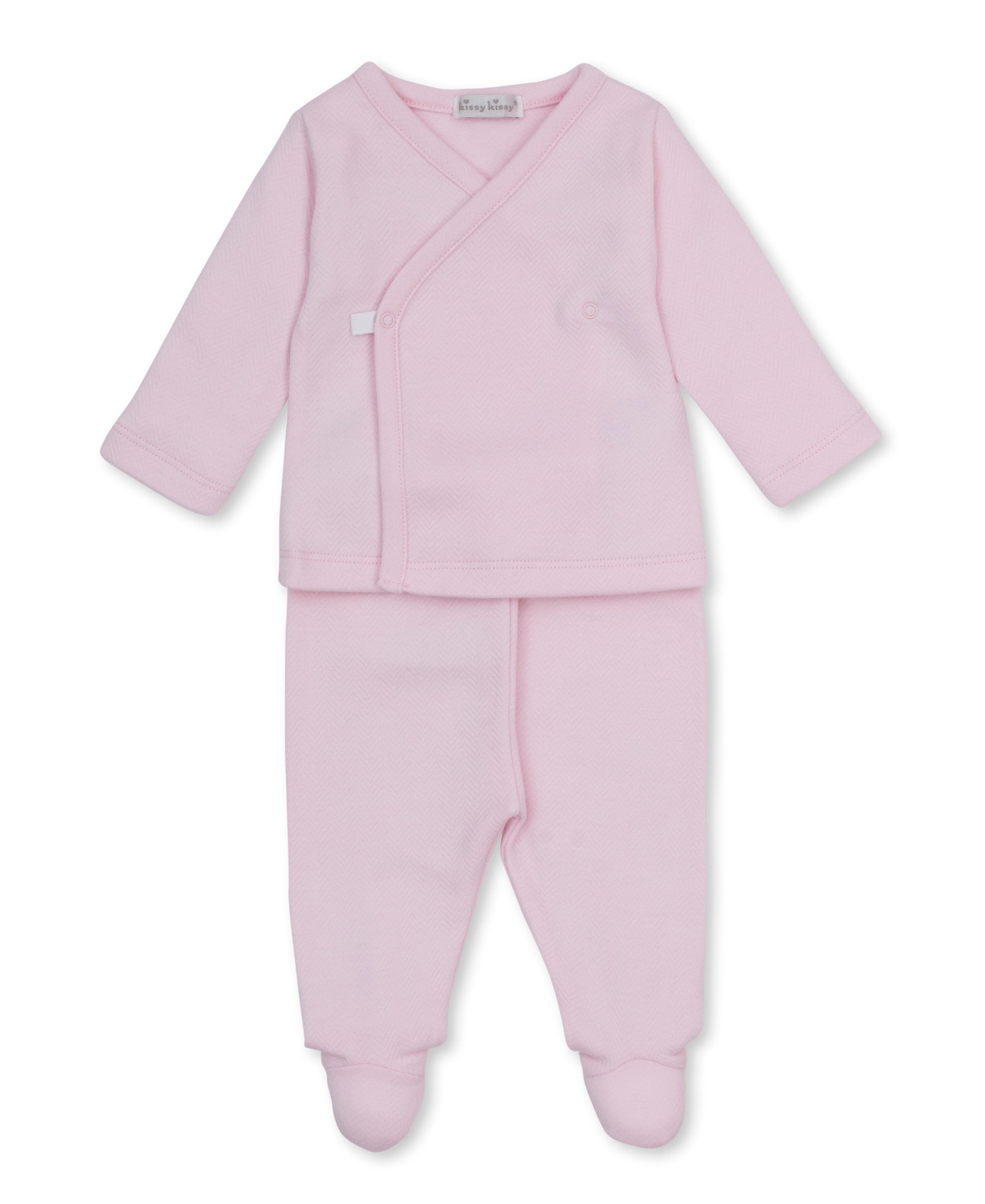 Baby Blessings Pink Jacquard Footed Pant Set