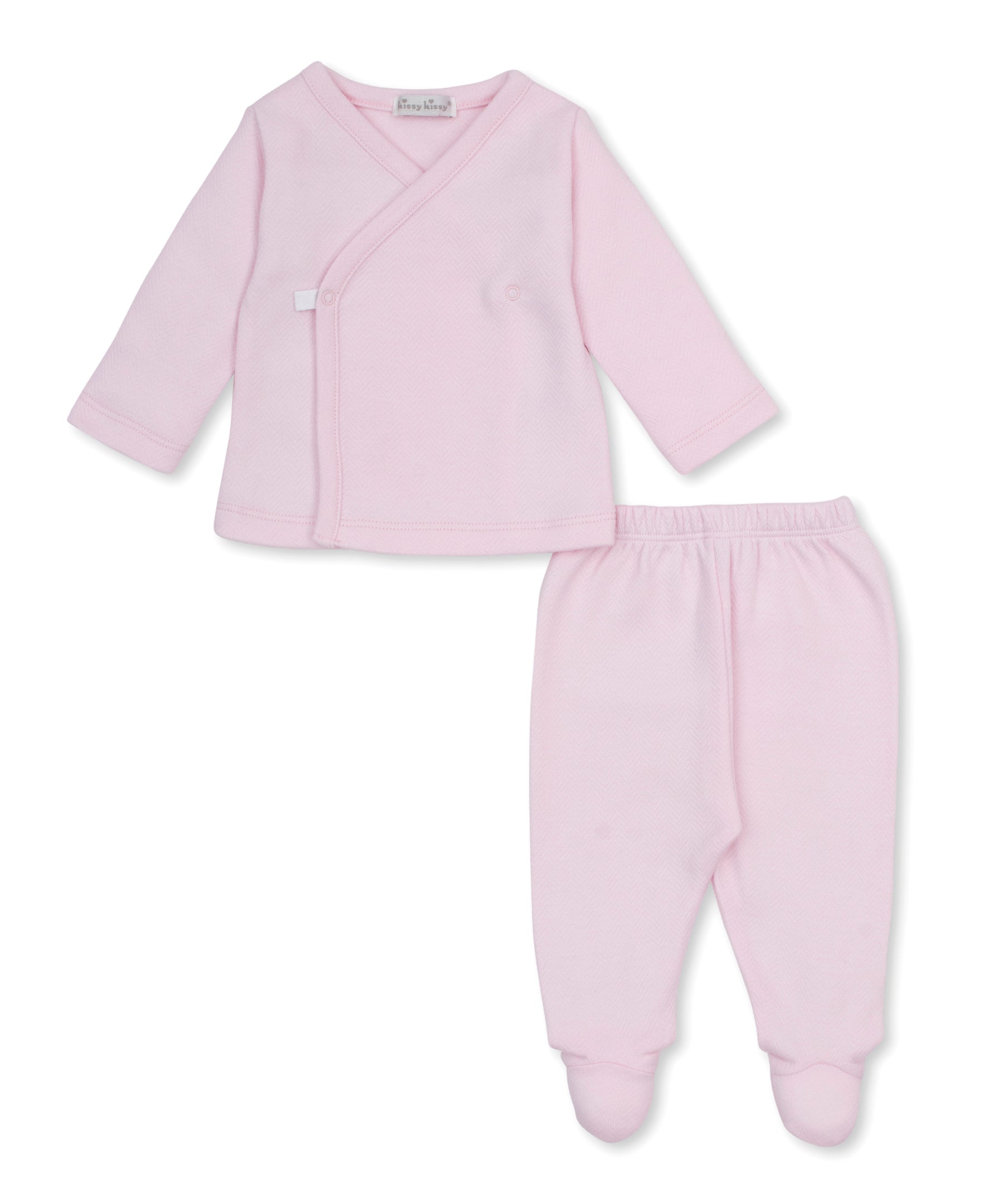 Baby Blessings Pink Jacquard Footed Pant Set