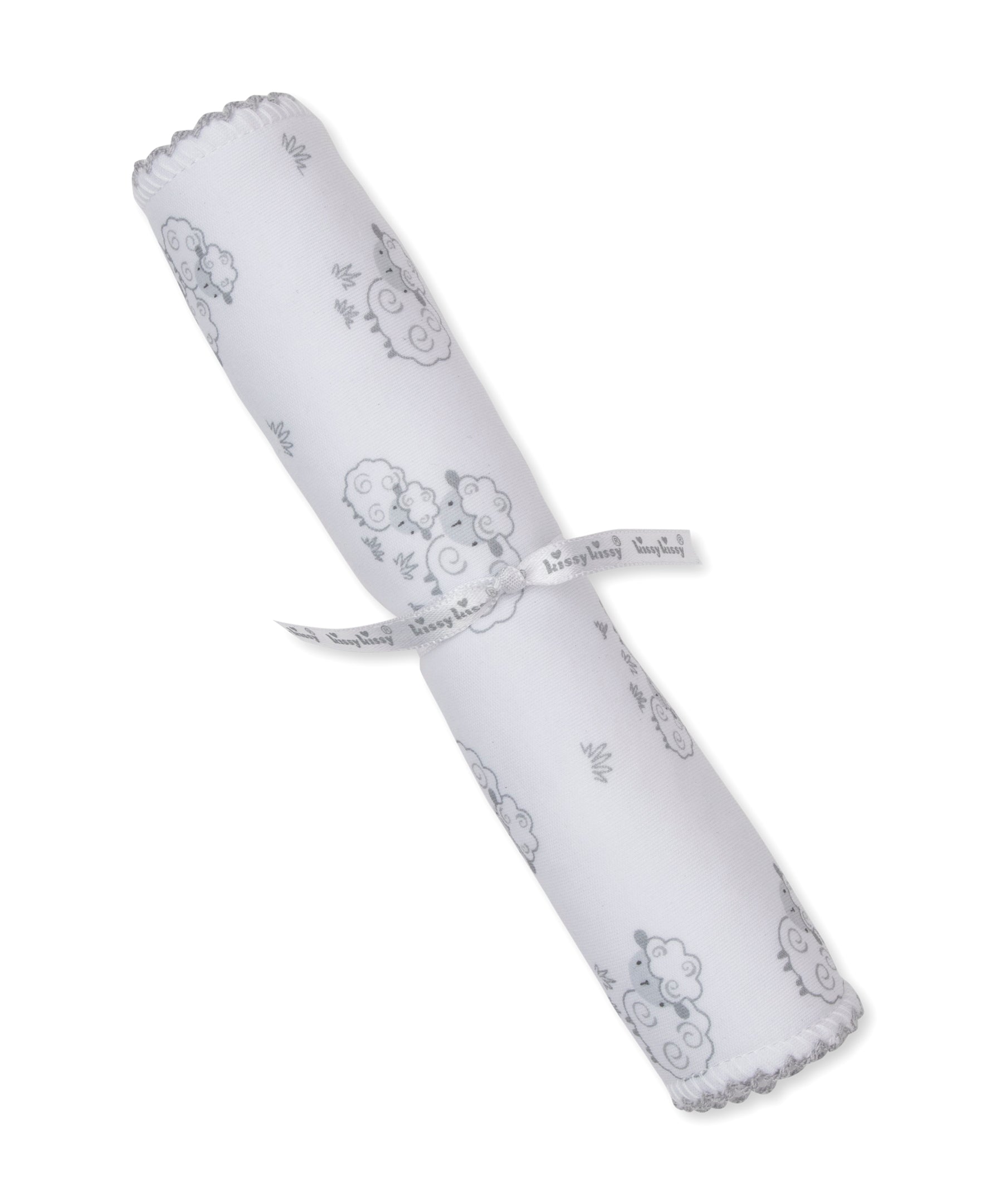 Sweet Sheep Silver Burp Cloth - Kissy Kissy