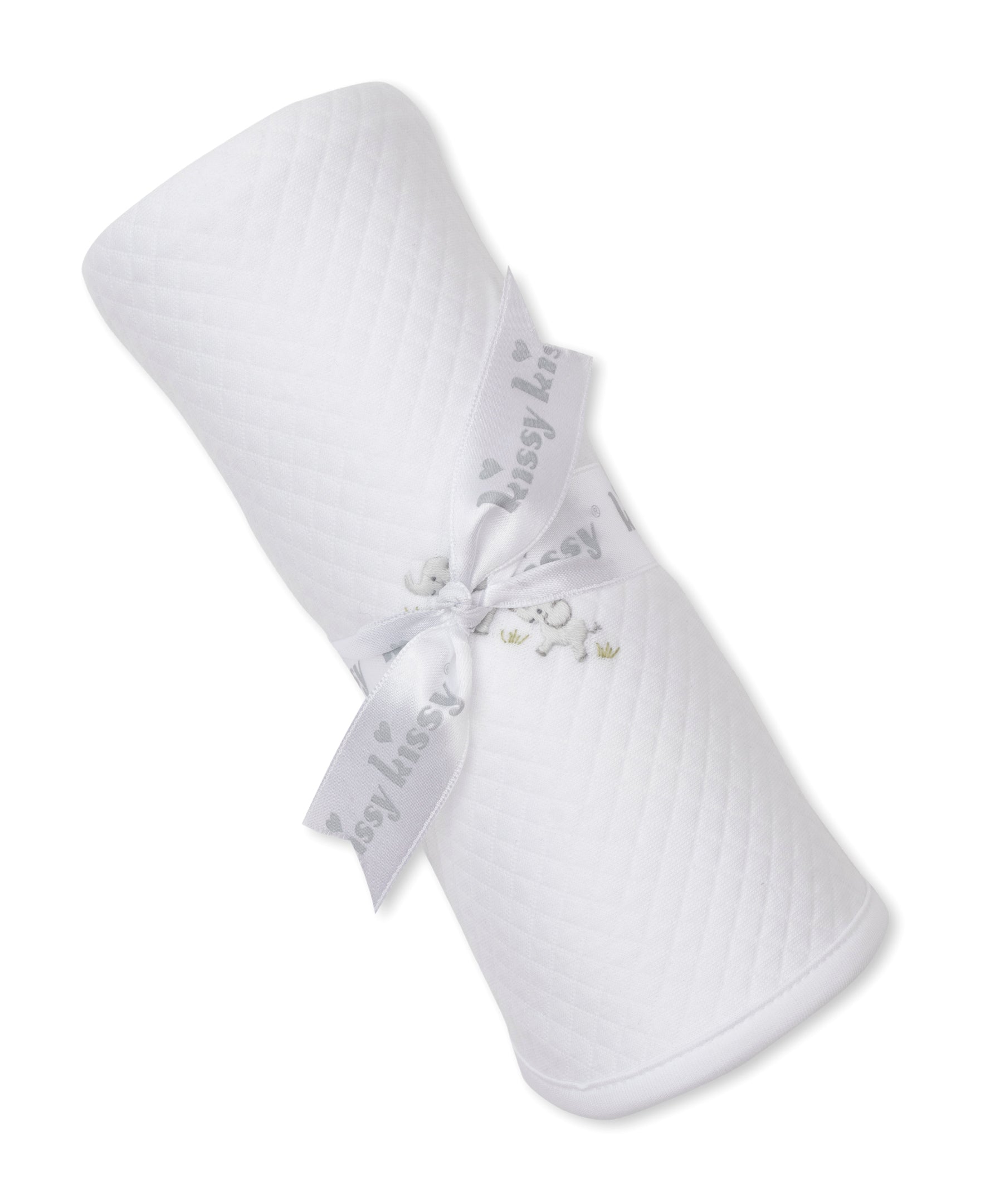 Premier Elephant Esprit White/Silver Hand Emb. Jacquard Blanket - Kissy Kissy