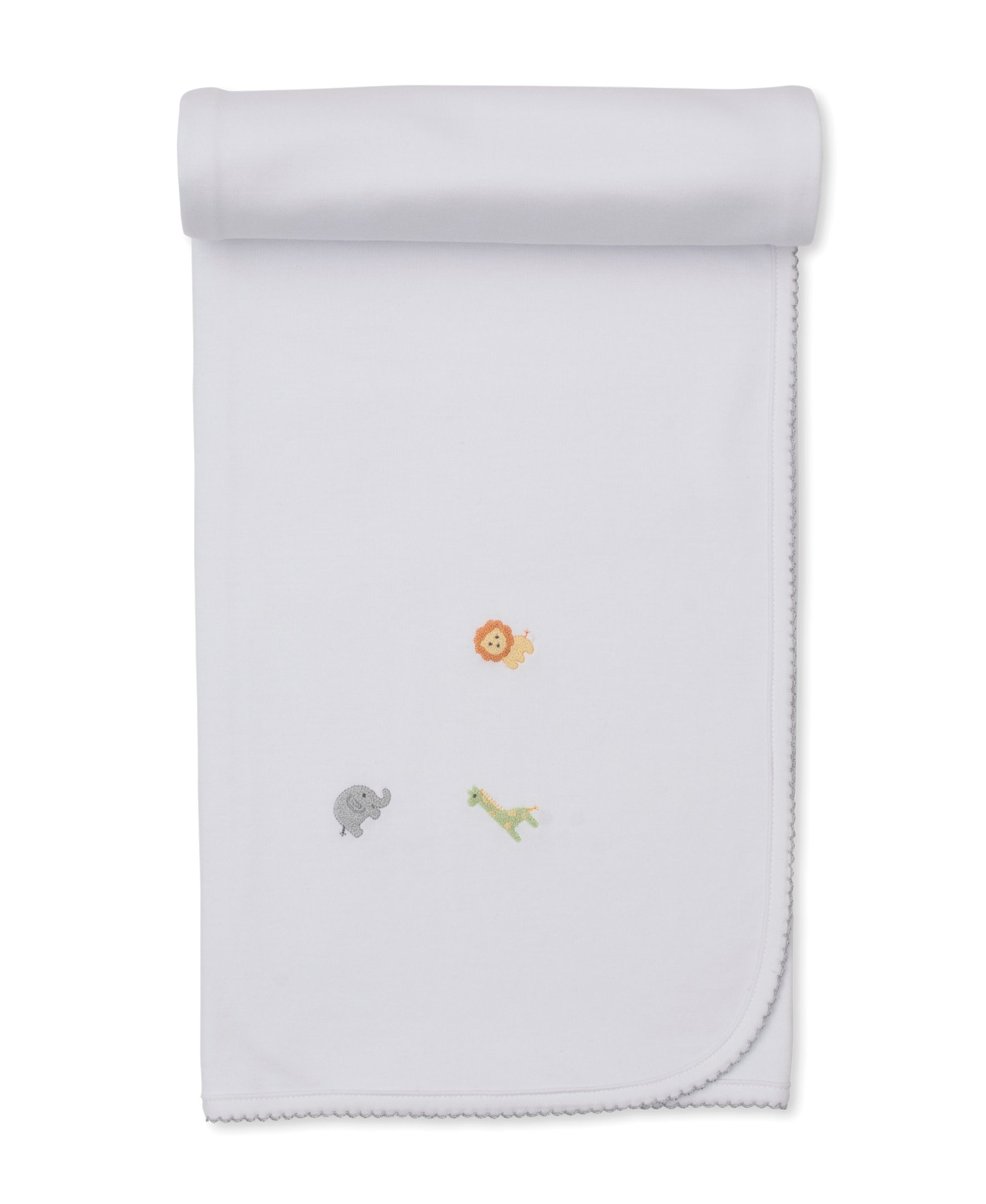 SCE Safari Wild White/Silver Hand Emb. Blanket - Kissy Kissy