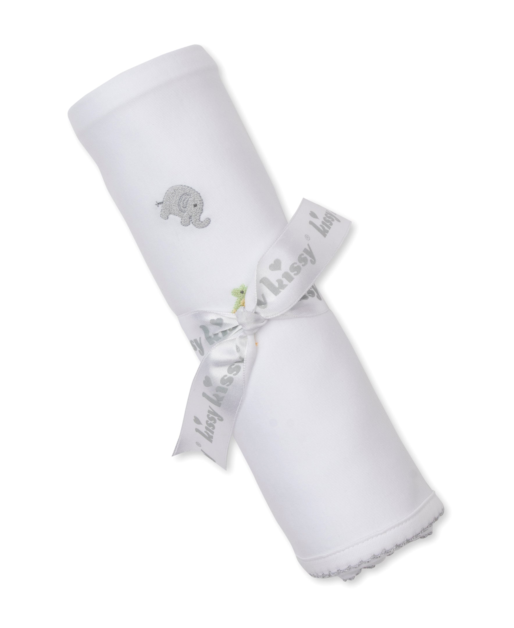 SCE Safari Wild White/Silver Hand Emb. Blanket - Kissy Kissy