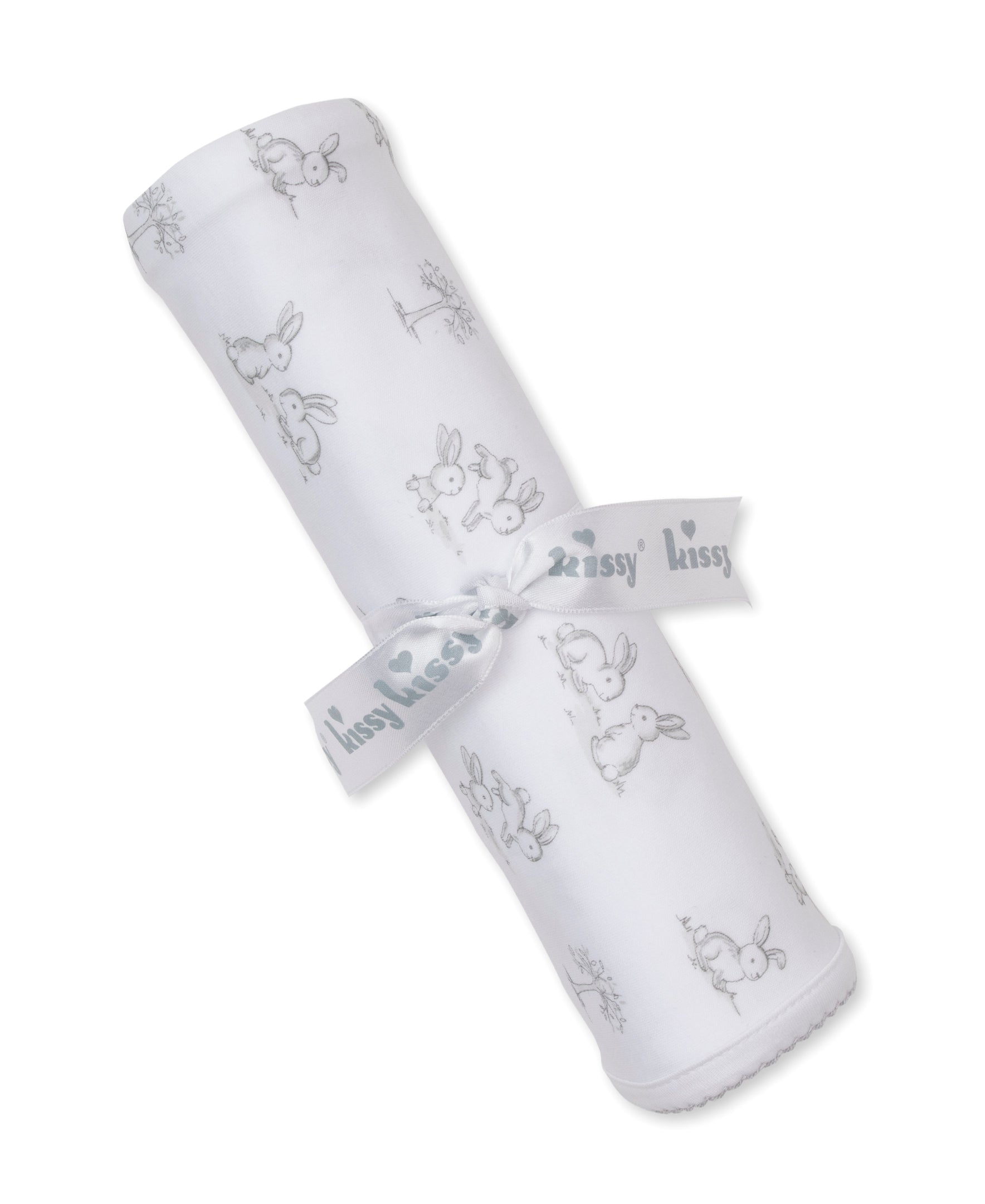 Springtime Bunny Fun Silver Blanket - Kissy Kissy