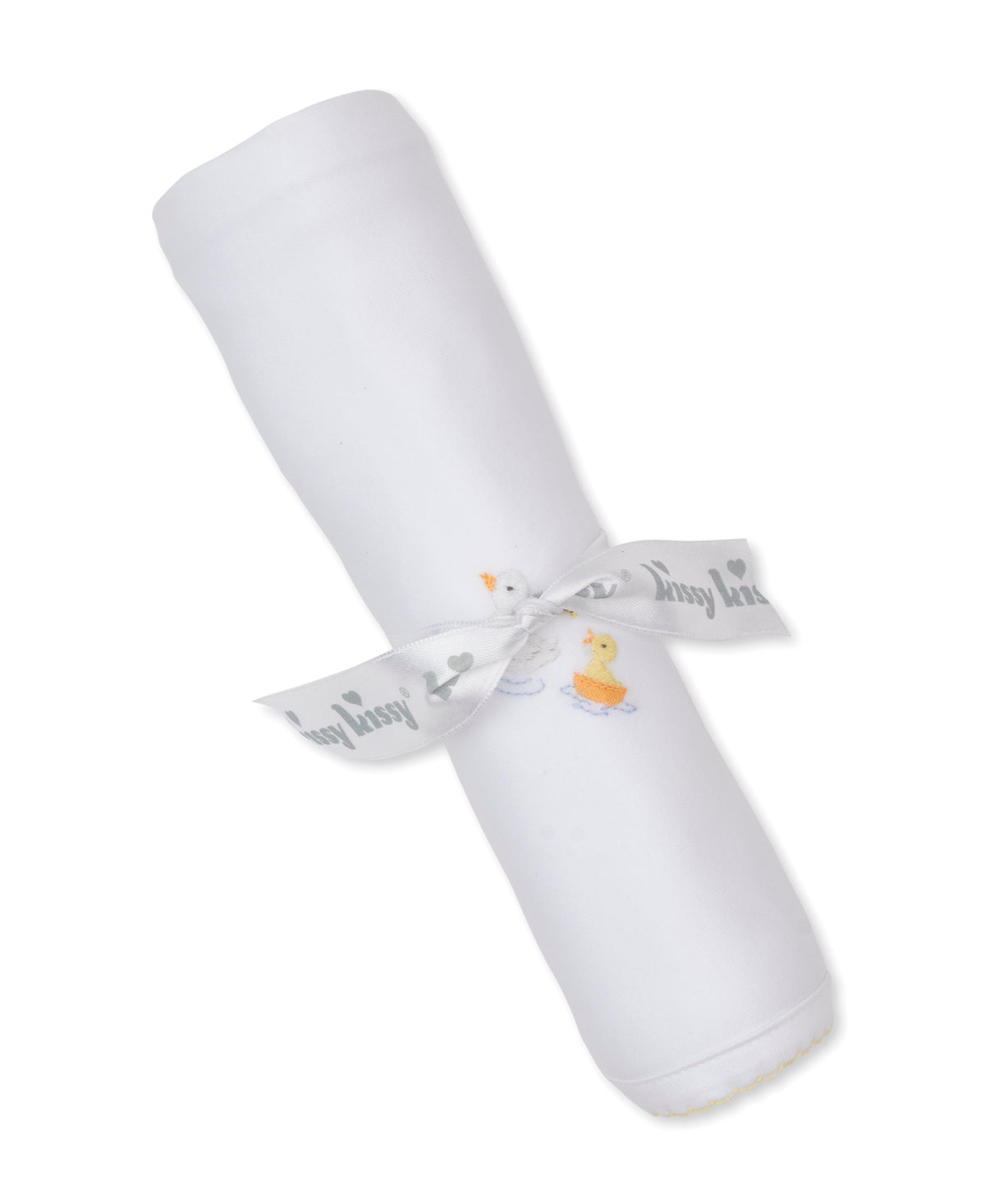 Premier Ducks Day Out White Hand Emb. Blanket - Kissy Kissy