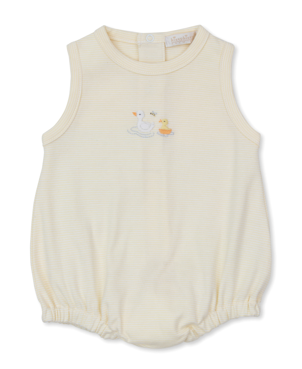 Premier Ducks Day Out Yellow Stripe Hand Emb. Bubble - Kissy Kissy
