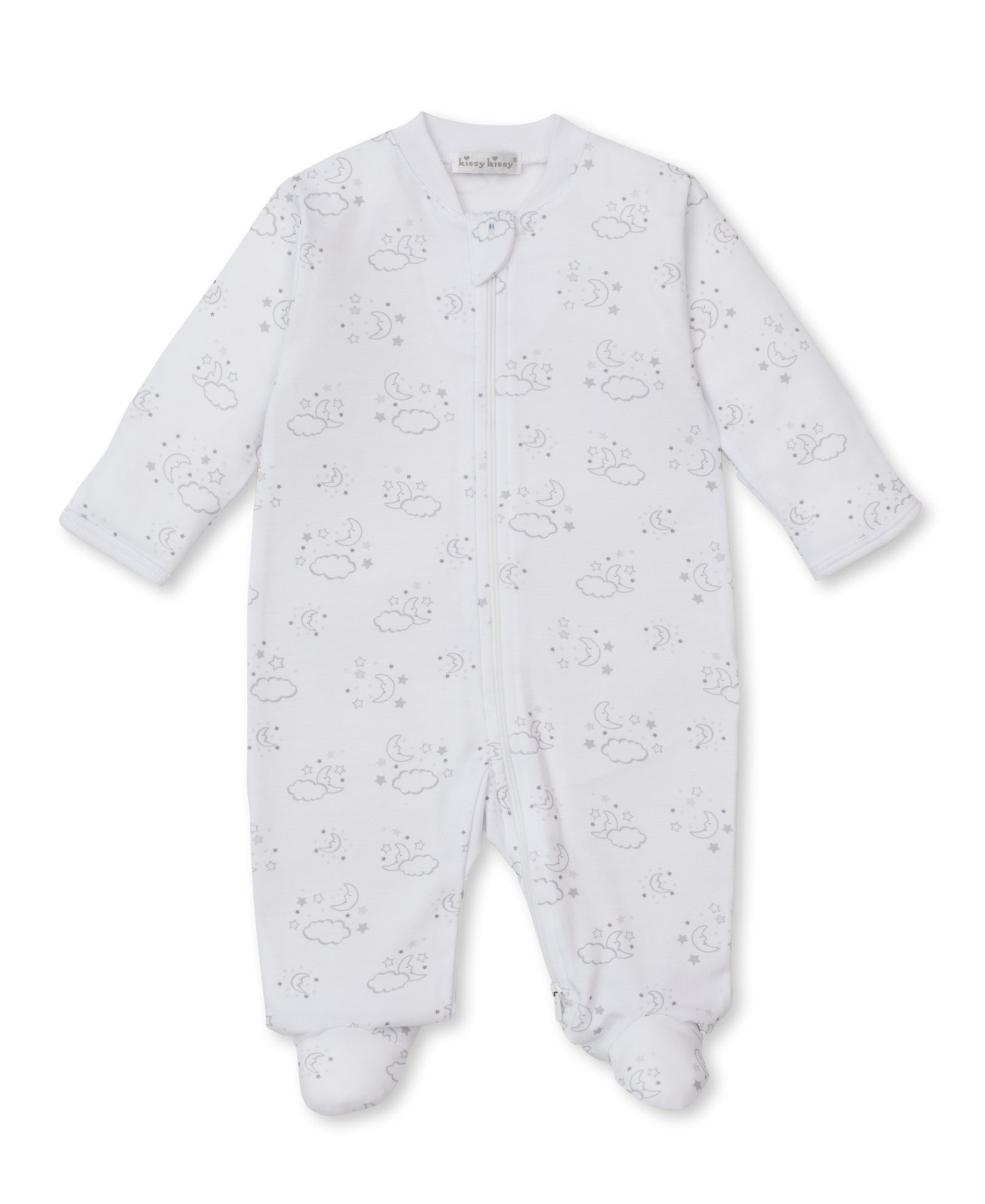 Cheerful Goodnight Silver Zip Footie - Kissy Kissy