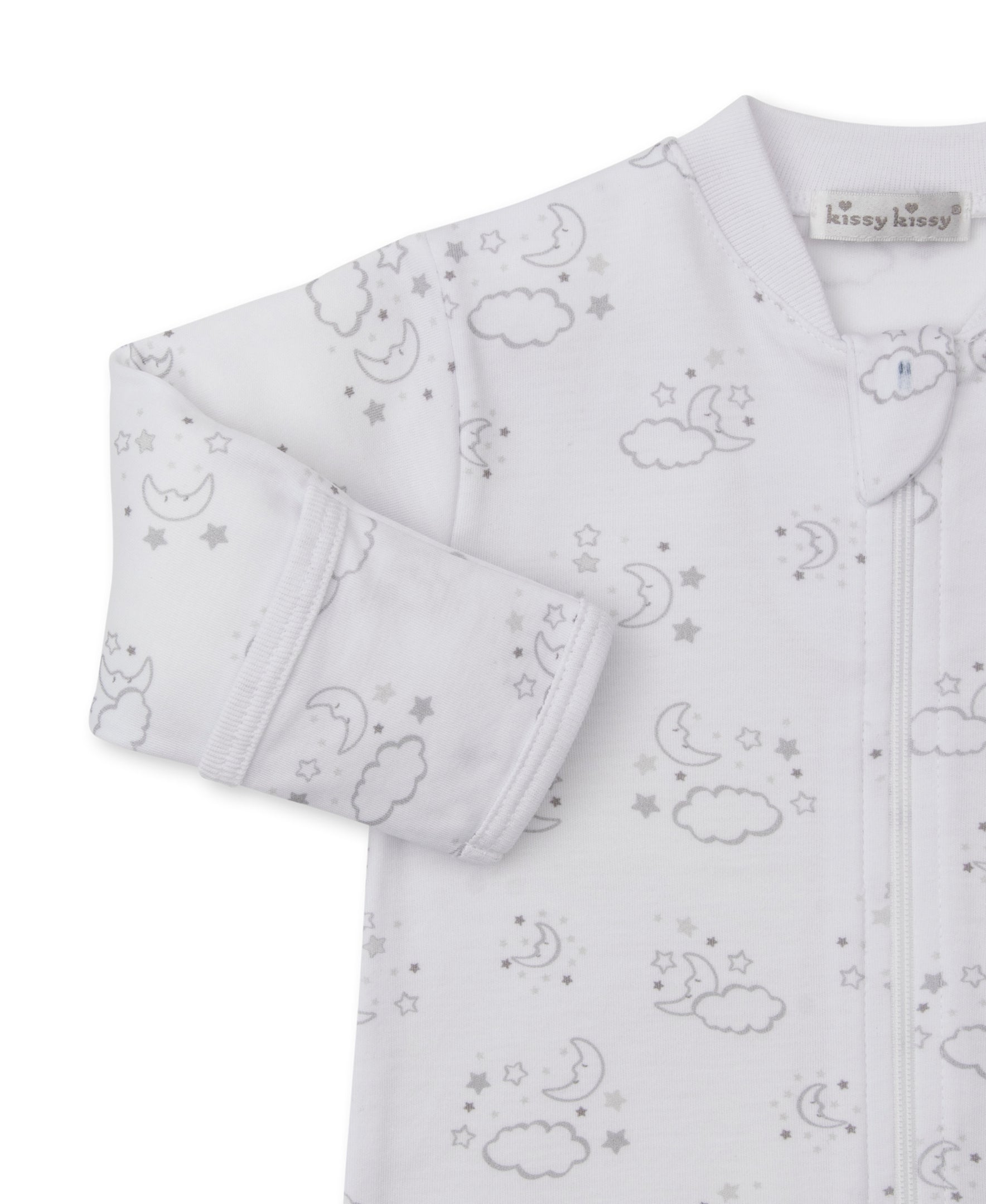 Cheerful Goodnight Silver Zip Footie - Kissy Kissy