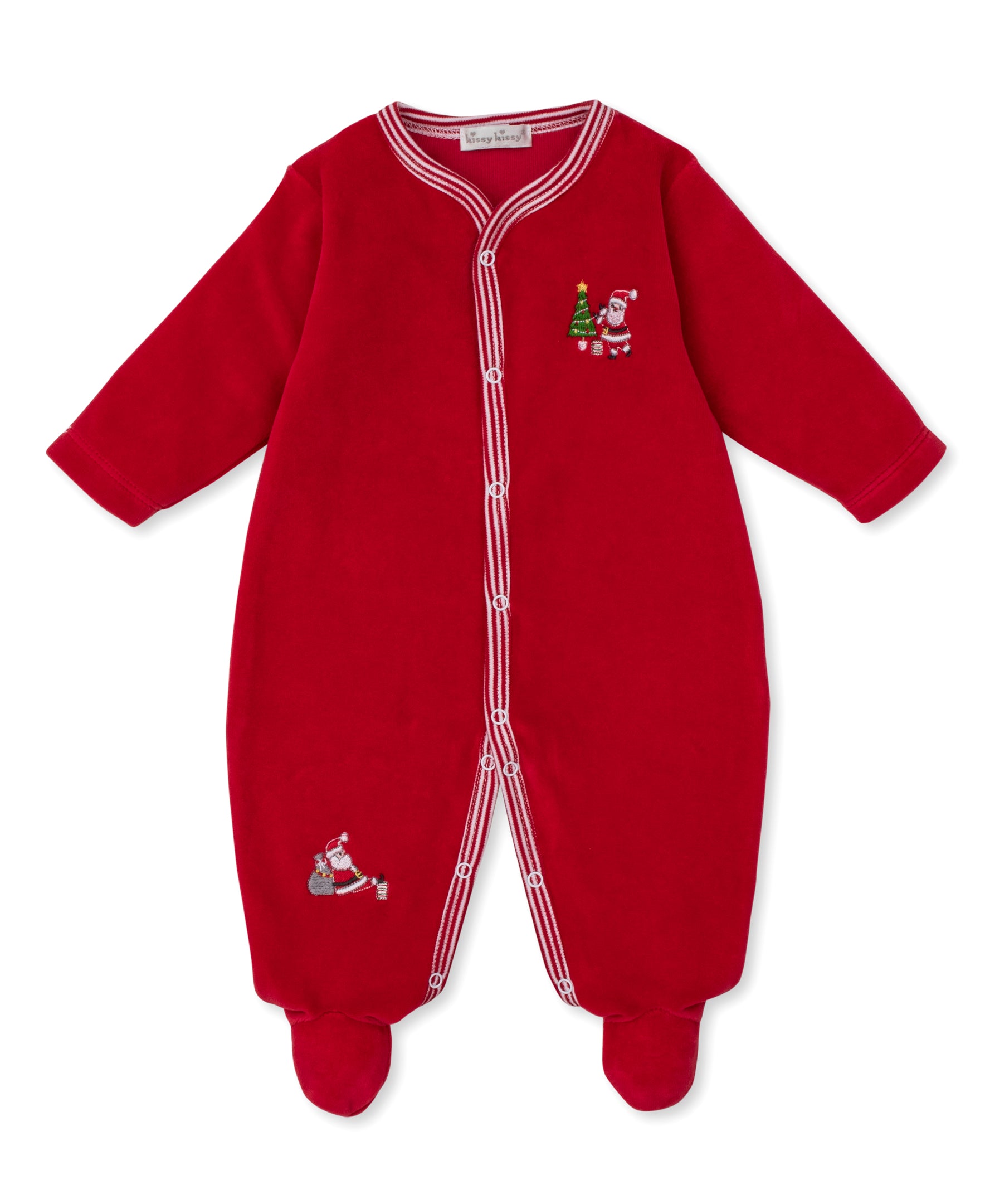 Christmas Capers Velour Footie - Kissy Kissy