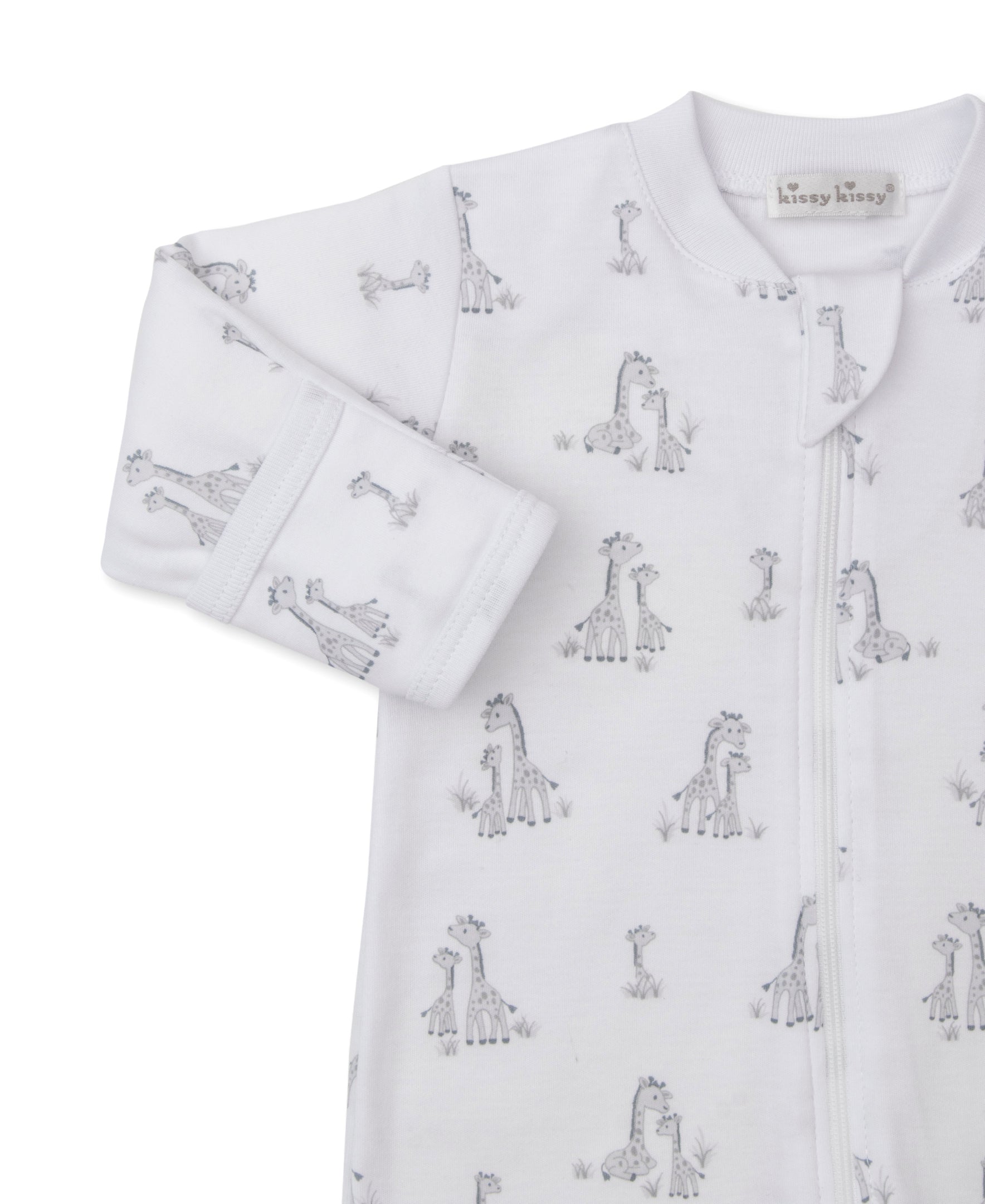 Giraffe Grace Silver Zip Footie - Kissy Kissy