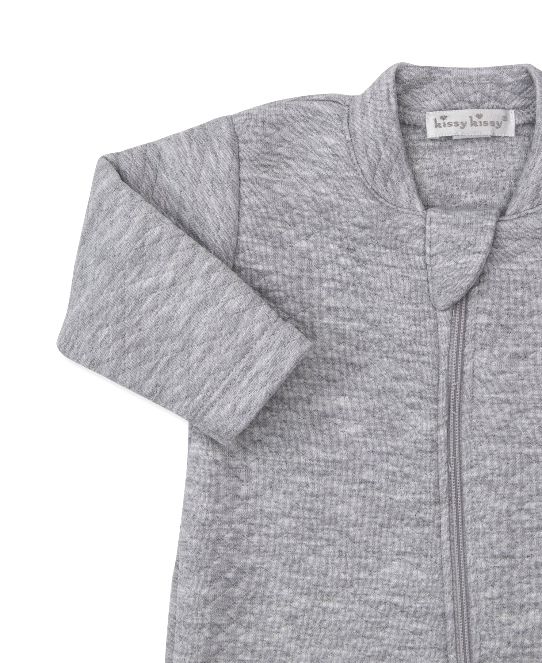 Giraffe Grace Grey Jacquard Zip Footie - Kissy Kissy