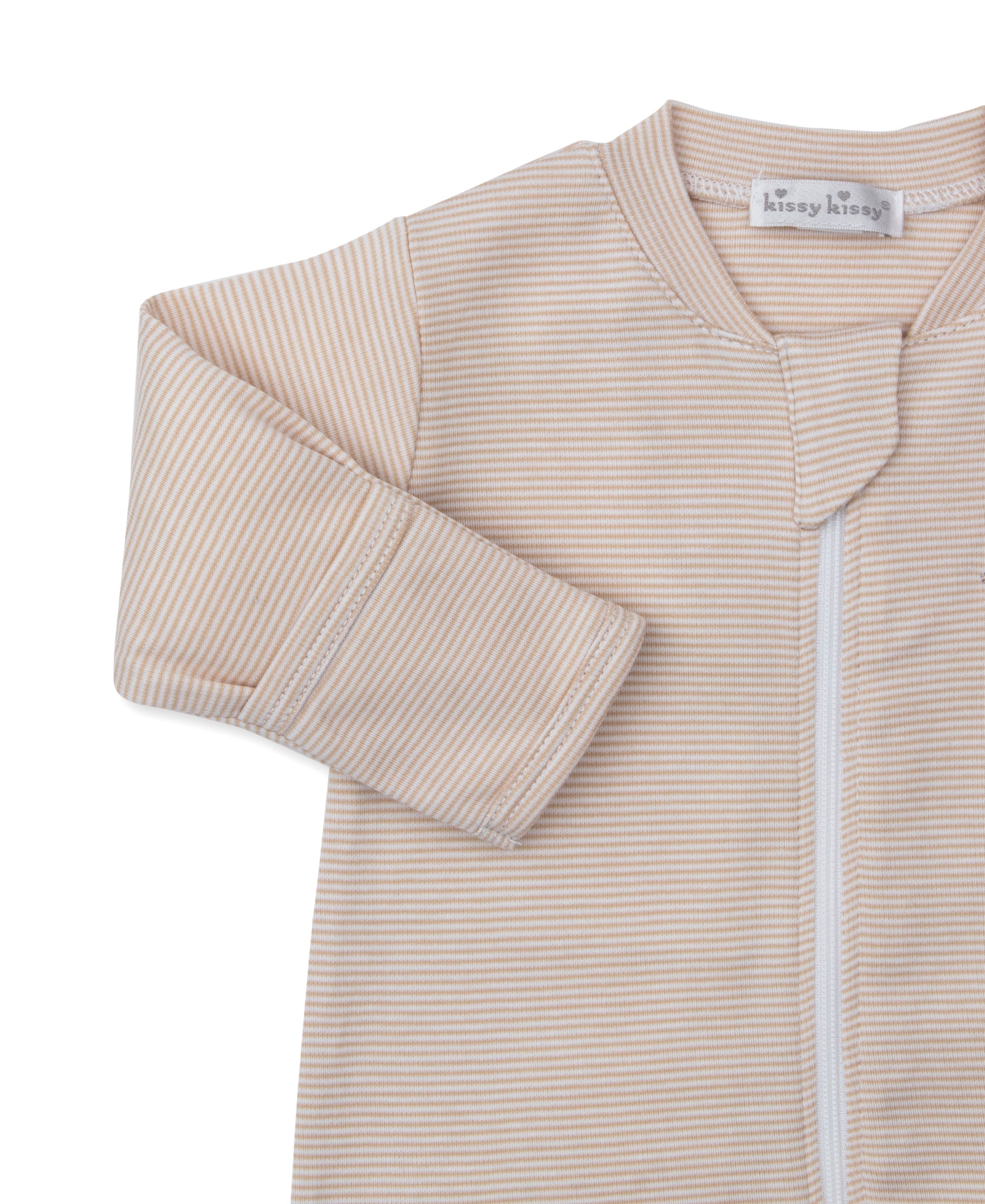 Forest Fanfare Tan Stripe Zip Footie - Kissy Kissy