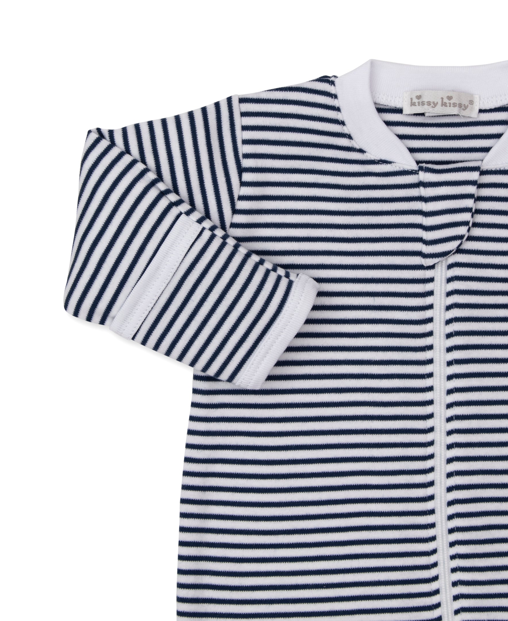 Red, White, & Blue Regatta Stripe Zip Footie - Kissy Kissy