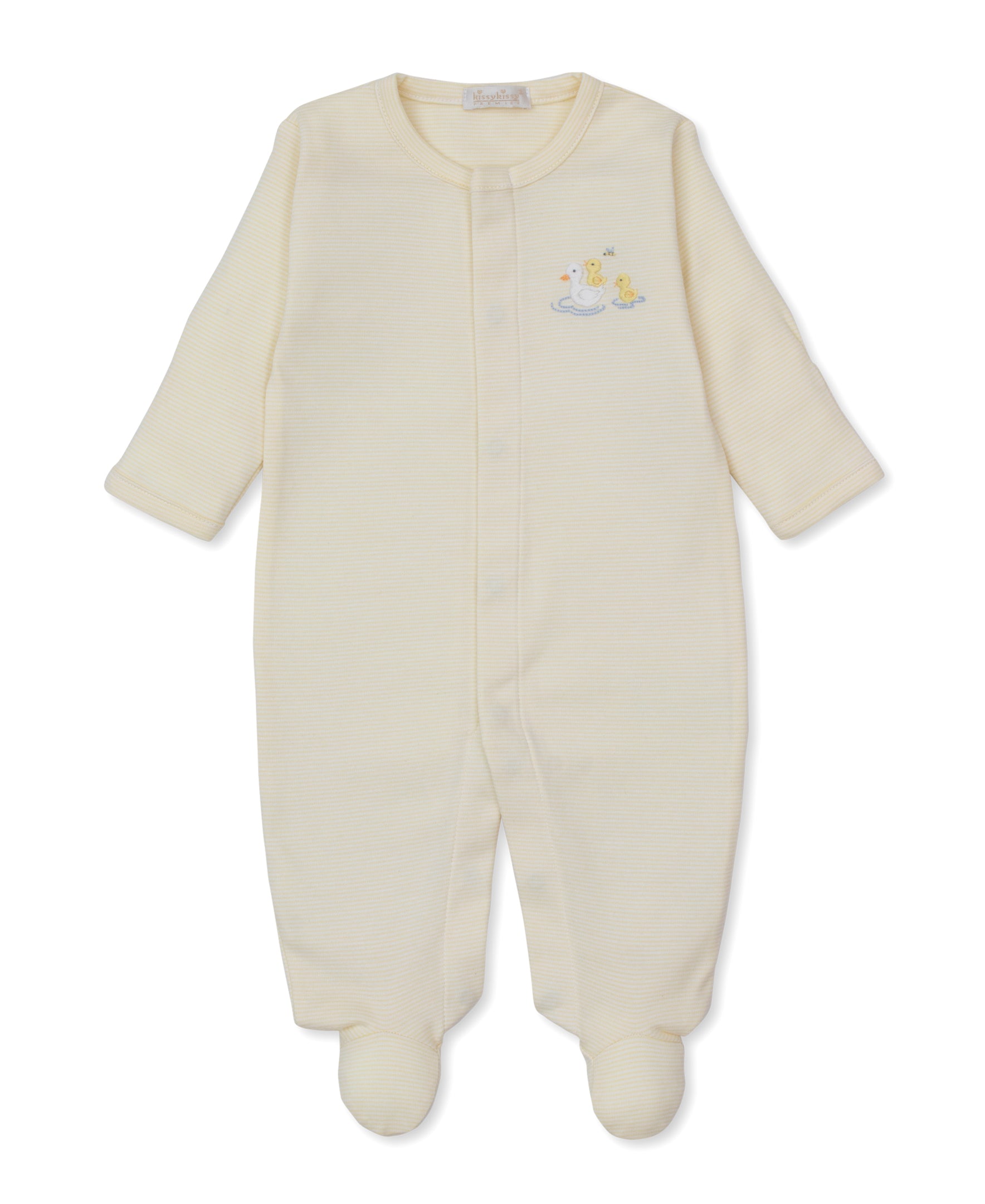 Premier Duck Pond Paddles Hand Emb. Stripe Footie - Kissy Kissy